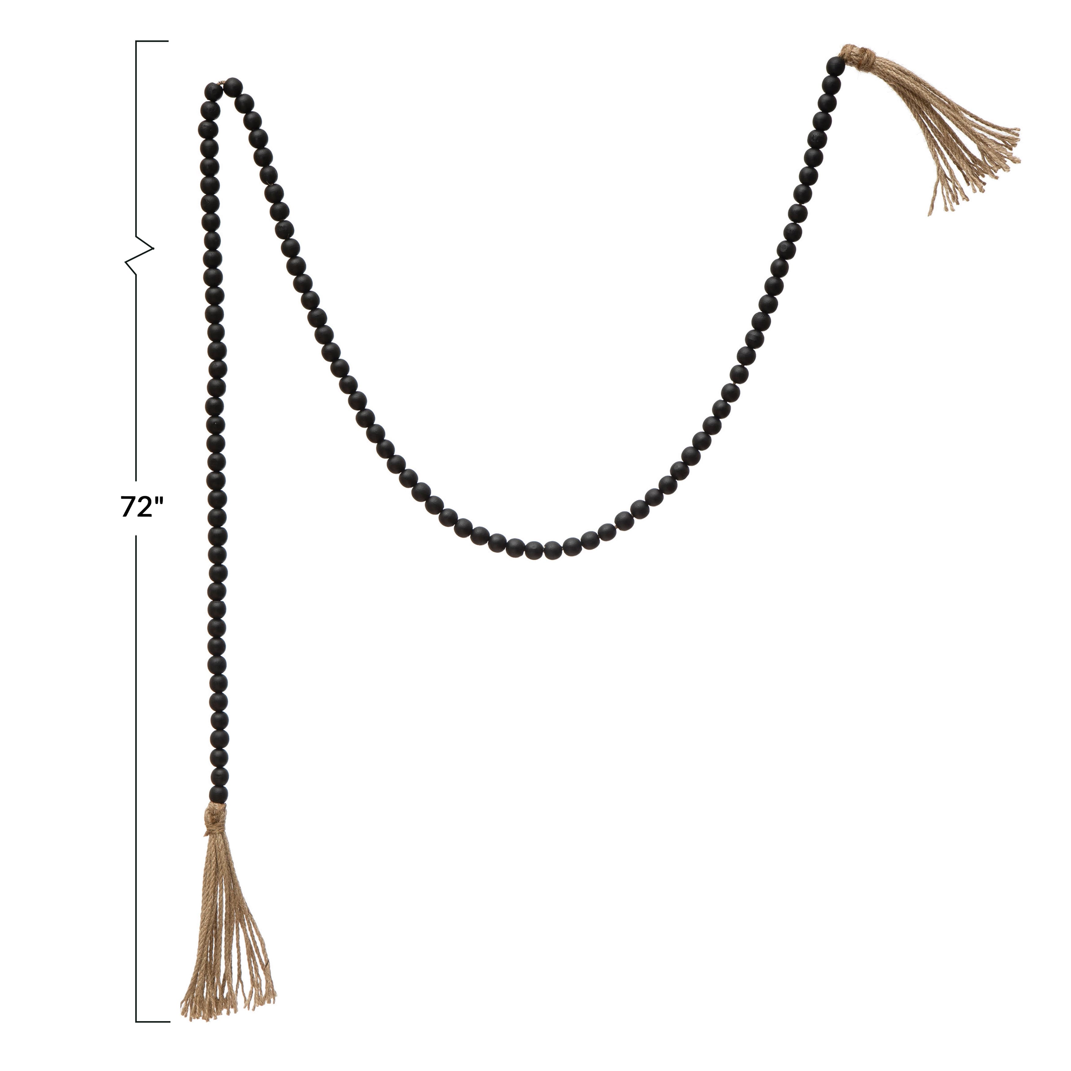 Hello Honey&#xAE; 6ft. Black Wood Bead Garland with Jute Tassels