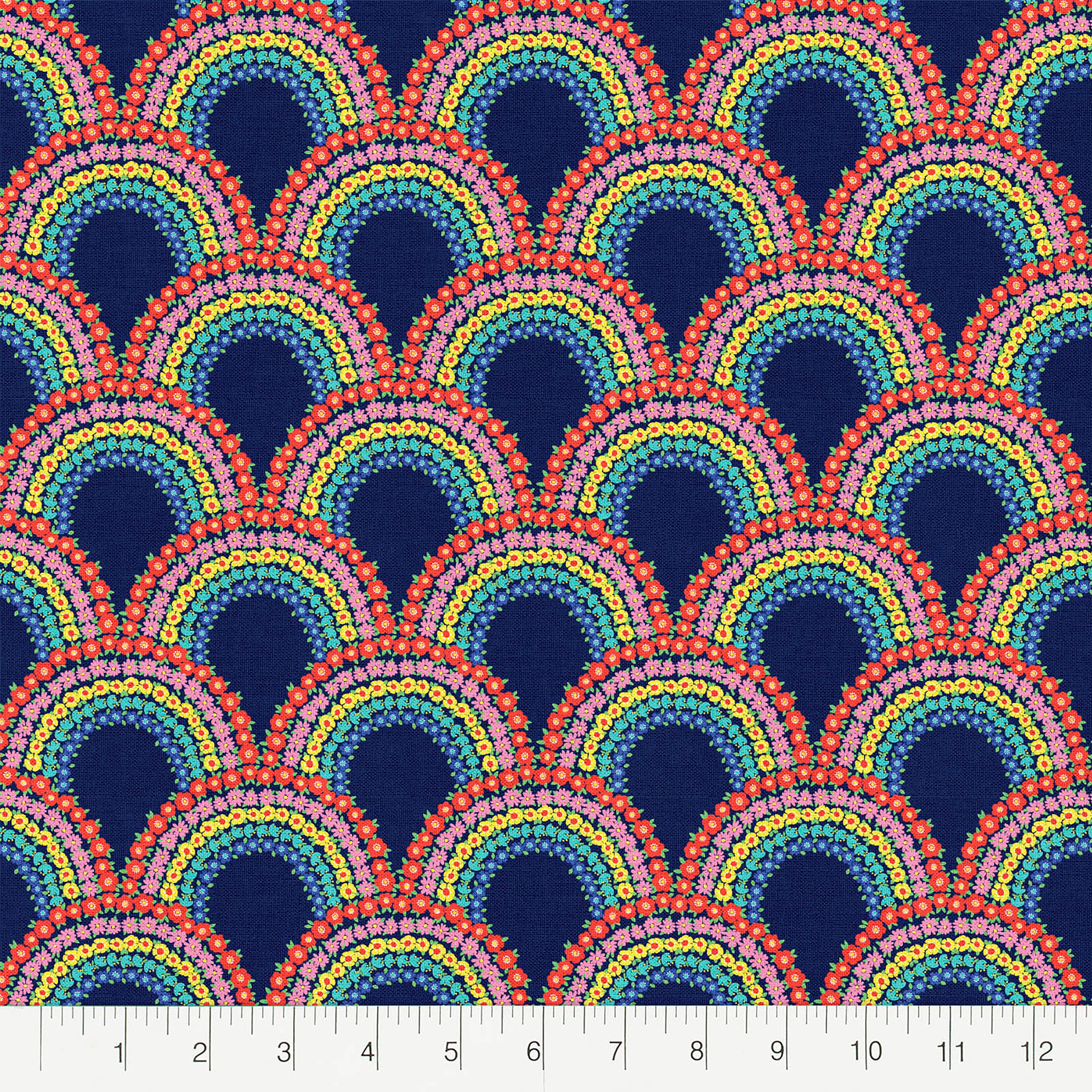 Fabric Editions Floral Rainbow Cotton Fabric