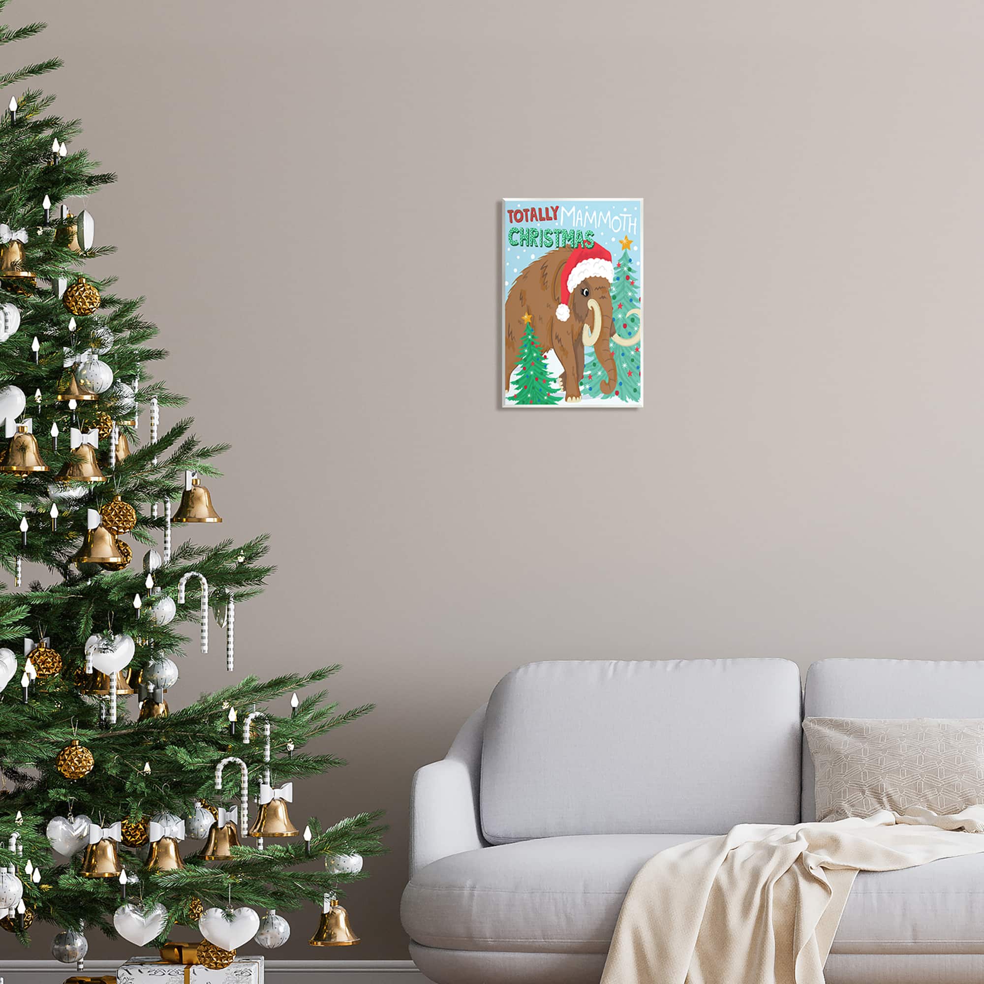 Stupell Industries Totally Mammoth Christmas Scene Wall Plaque Art