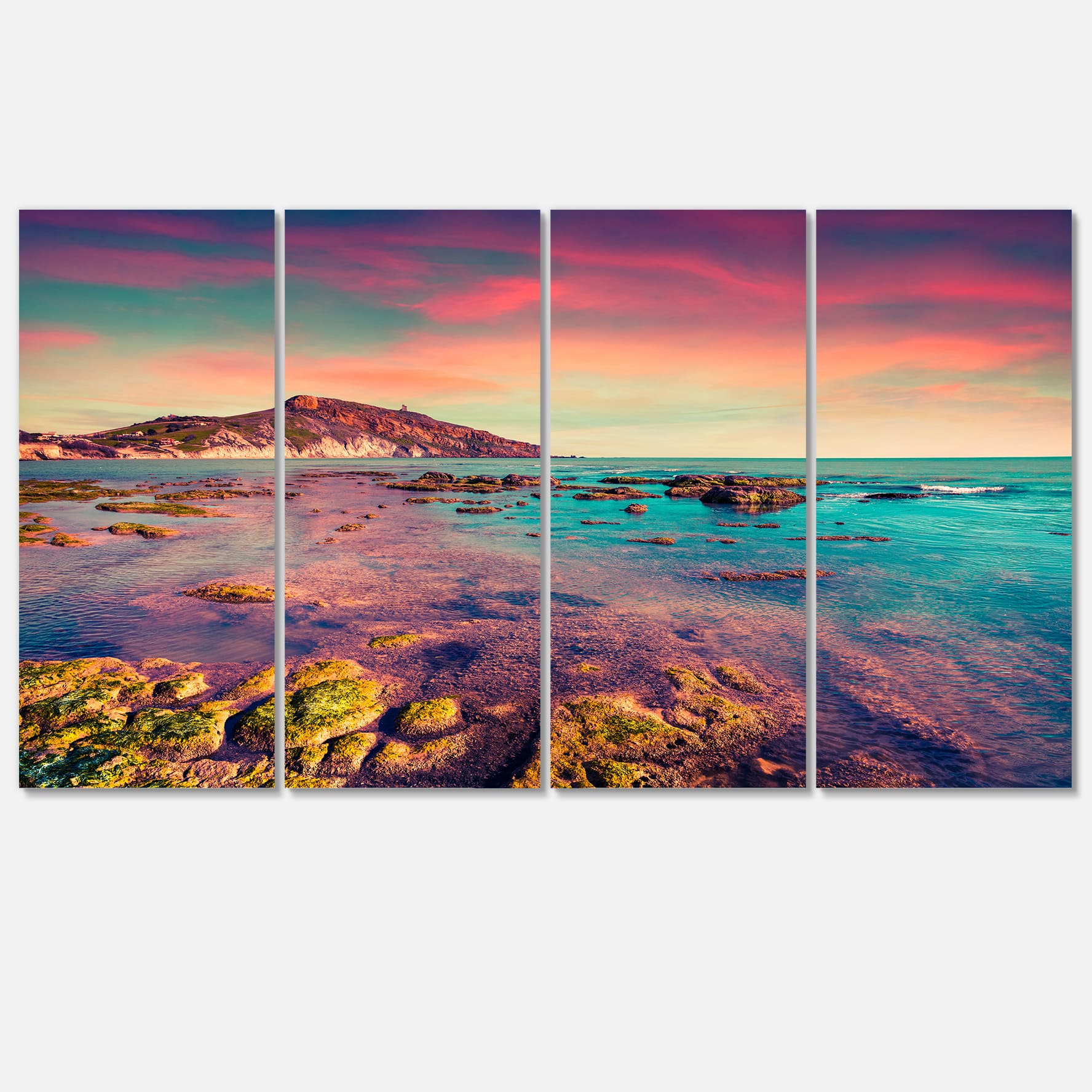 Designart - Giallonardo Beach Colorful Sunset - Seashore Photo Canvas Print
