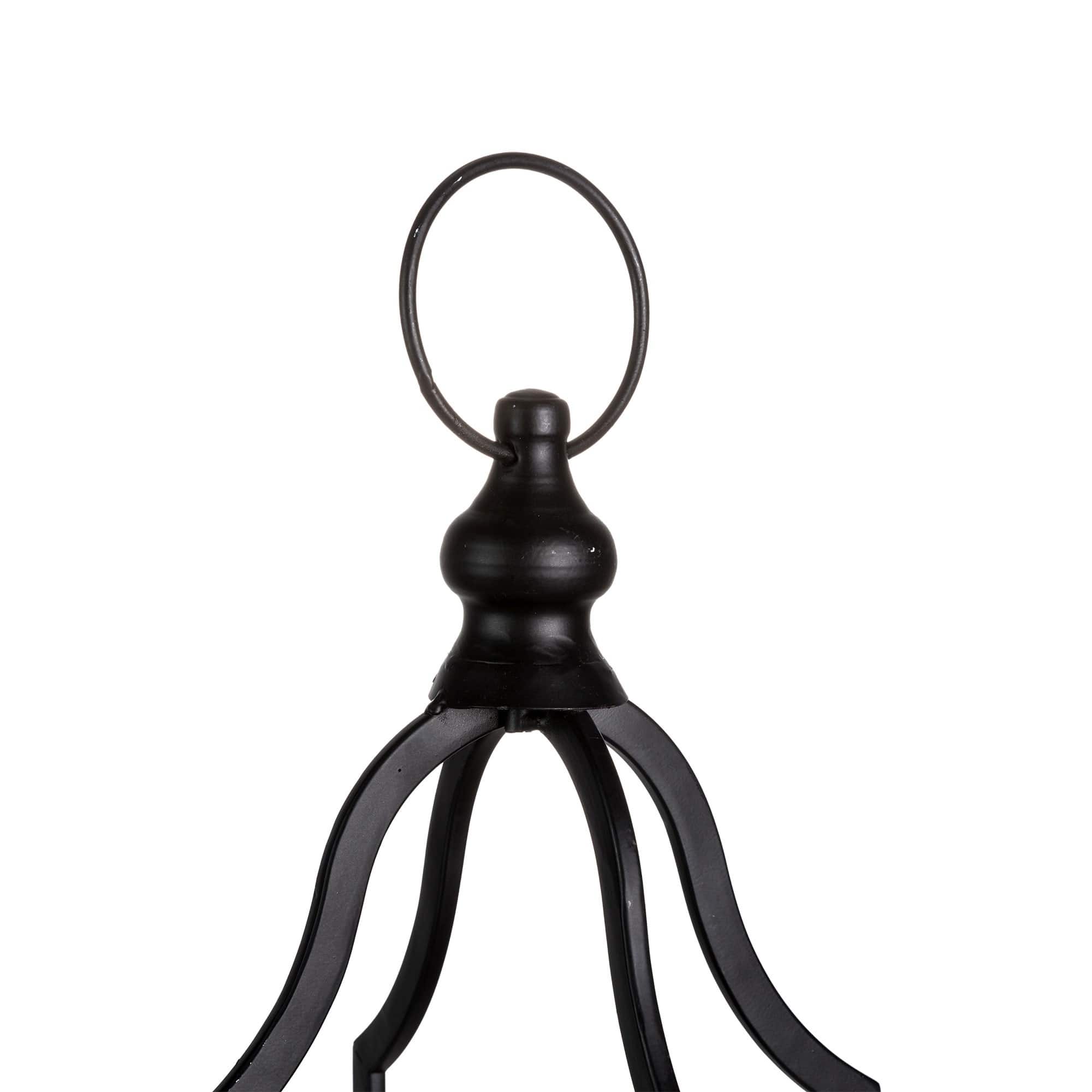 22" Modern Farmhouse Black Metal Candle Lantern Set