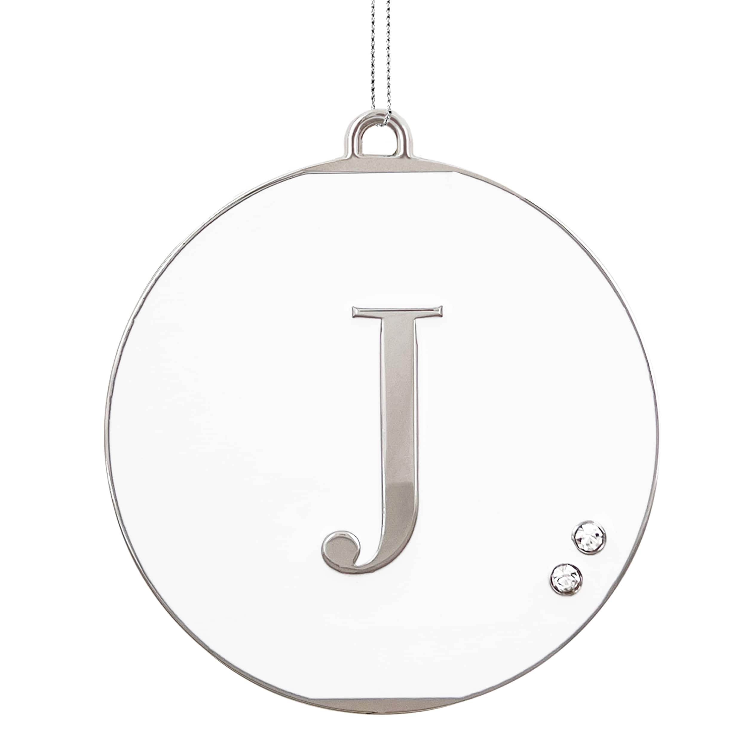 Geometric Enameled Monogram Tag Ornament with Rhinestones by Ashland&#xAE;