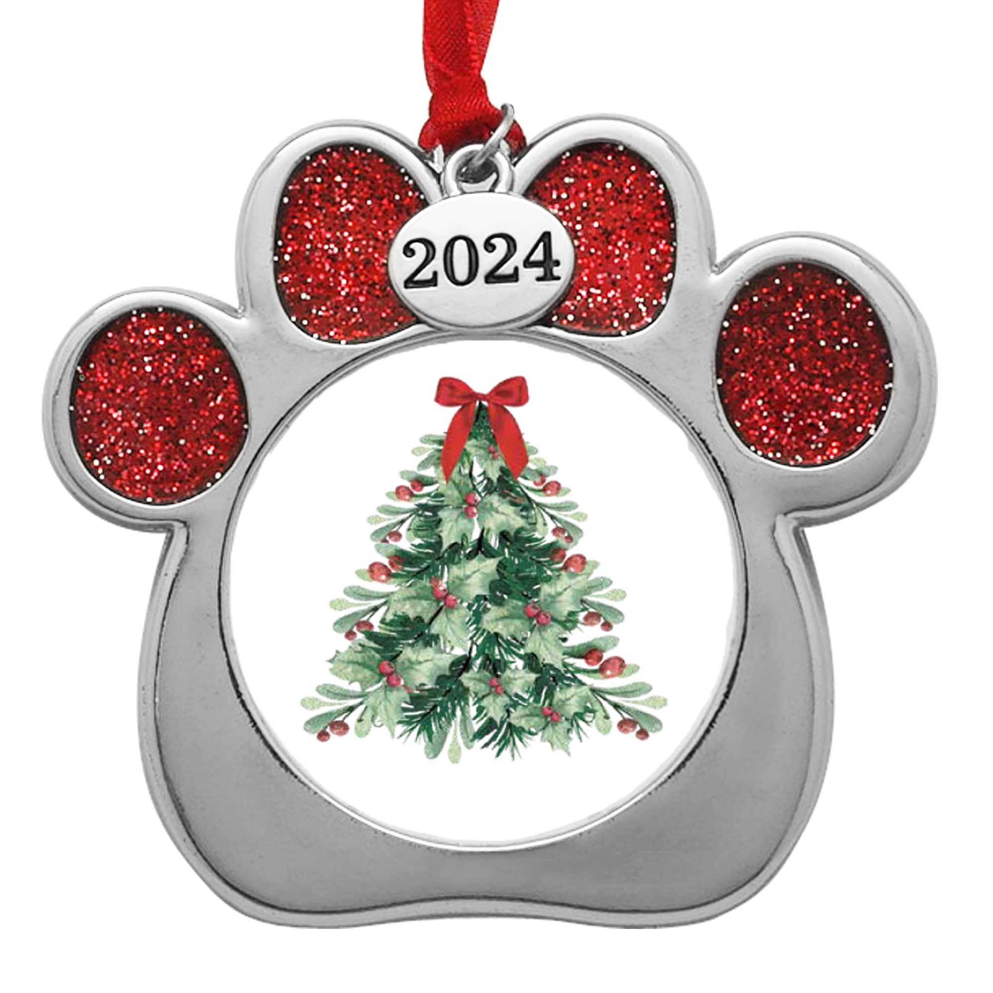 2&#x22; x 2&#x22; Silver &#x26; Red Glitter Paw Ornament Frame by Studio D&#xE9;cor&#xAE;