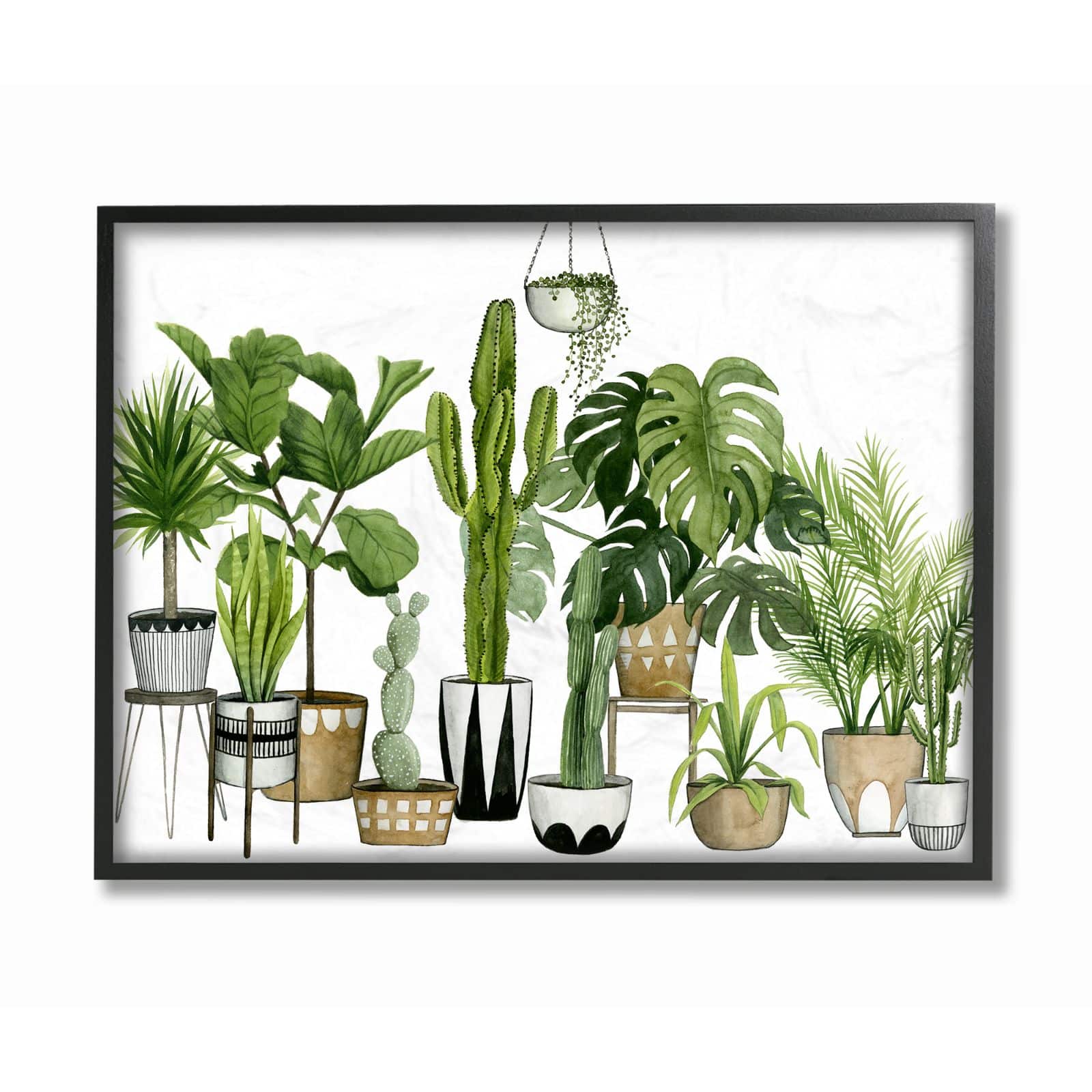 Stupell Industries Boho Plant Scene with Black Frame Wall Accent