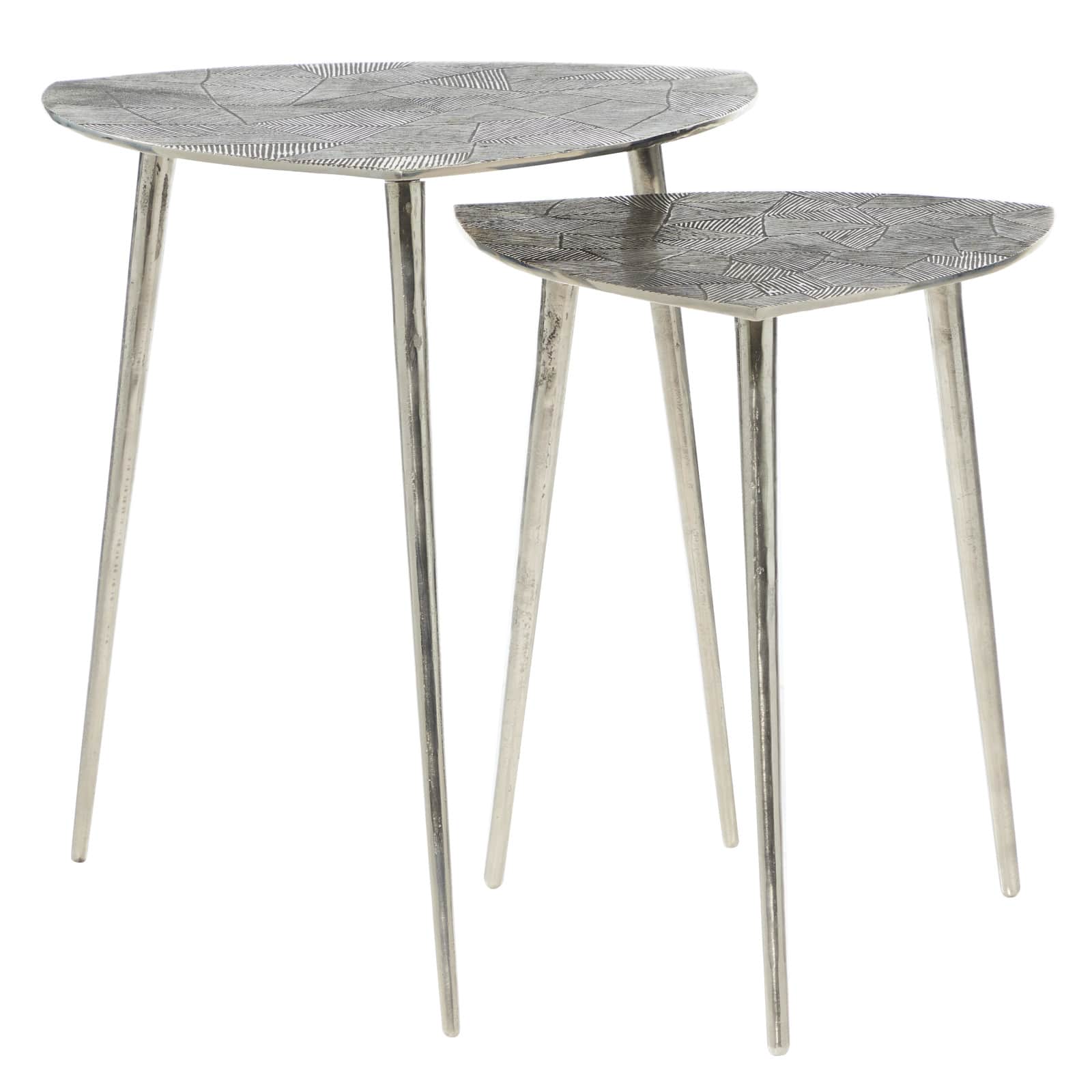 Gray Aluminum Contemporary Accent Table Set