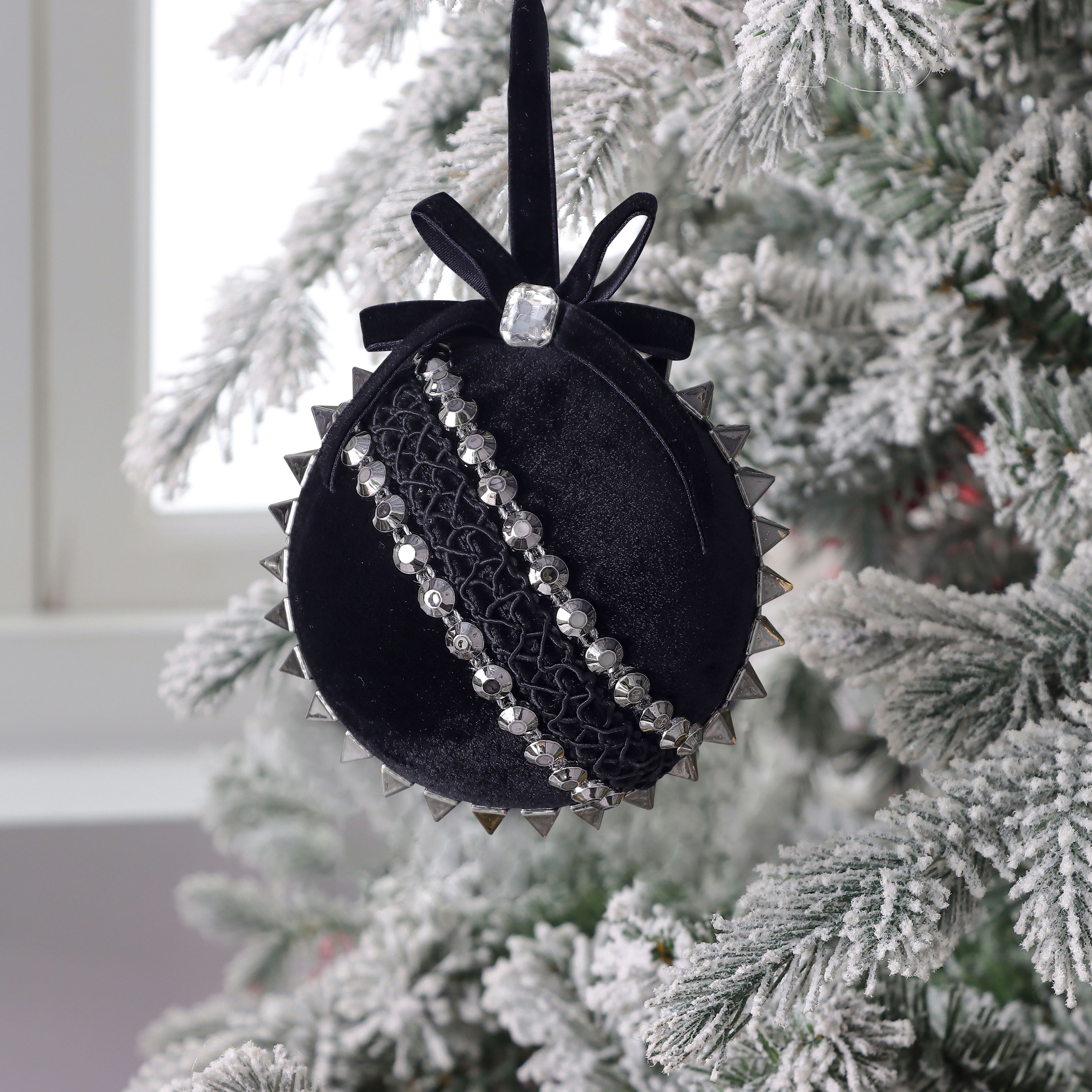 4.25&#x22; Spikes with Bow Fabric Ornament by Ashland&#xAE;