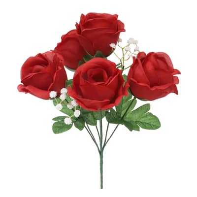 13" Rose with Baby's Breath Bush by Ashland® image