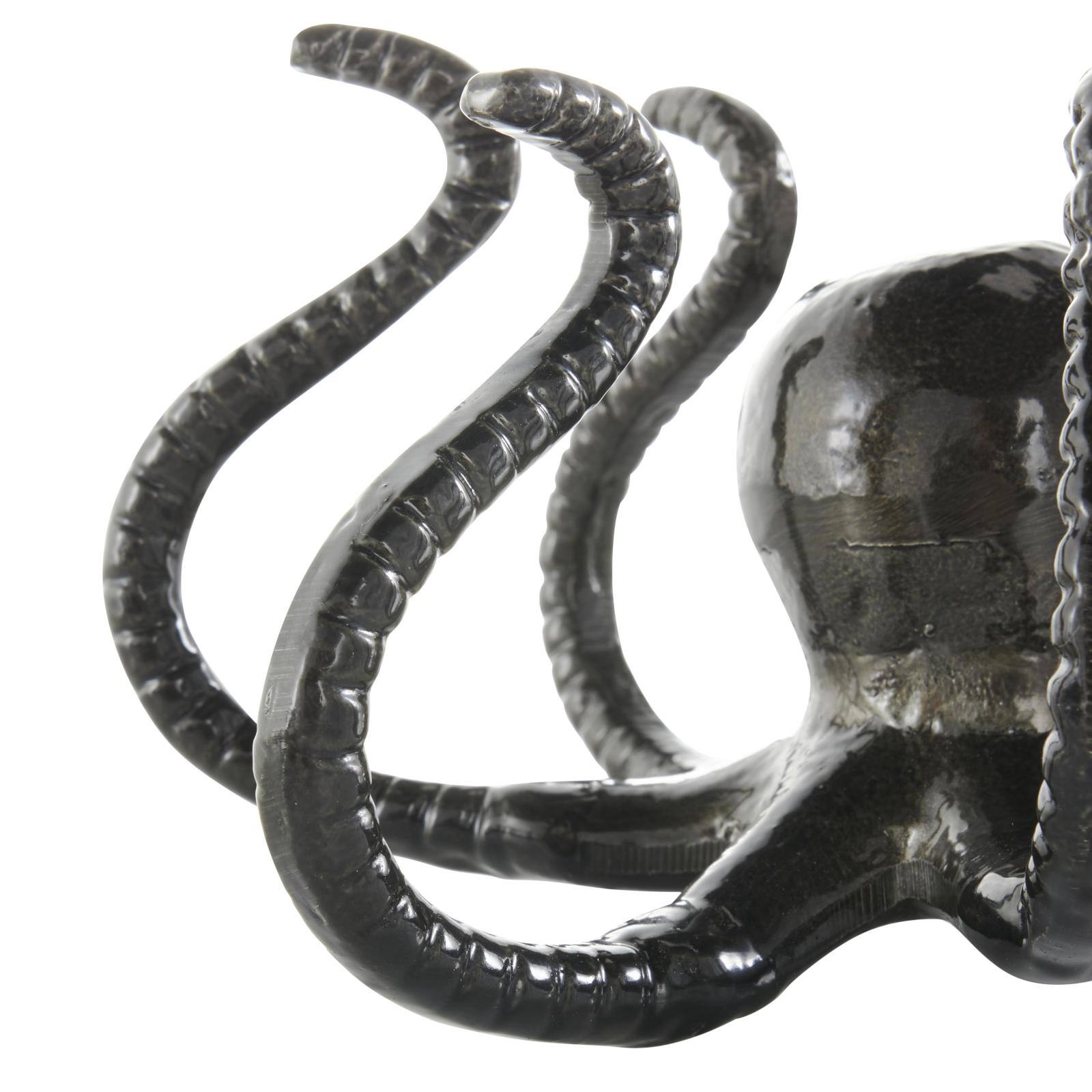 Black Aluminum Metal Octopus with Splayed Arms Sculpture Set