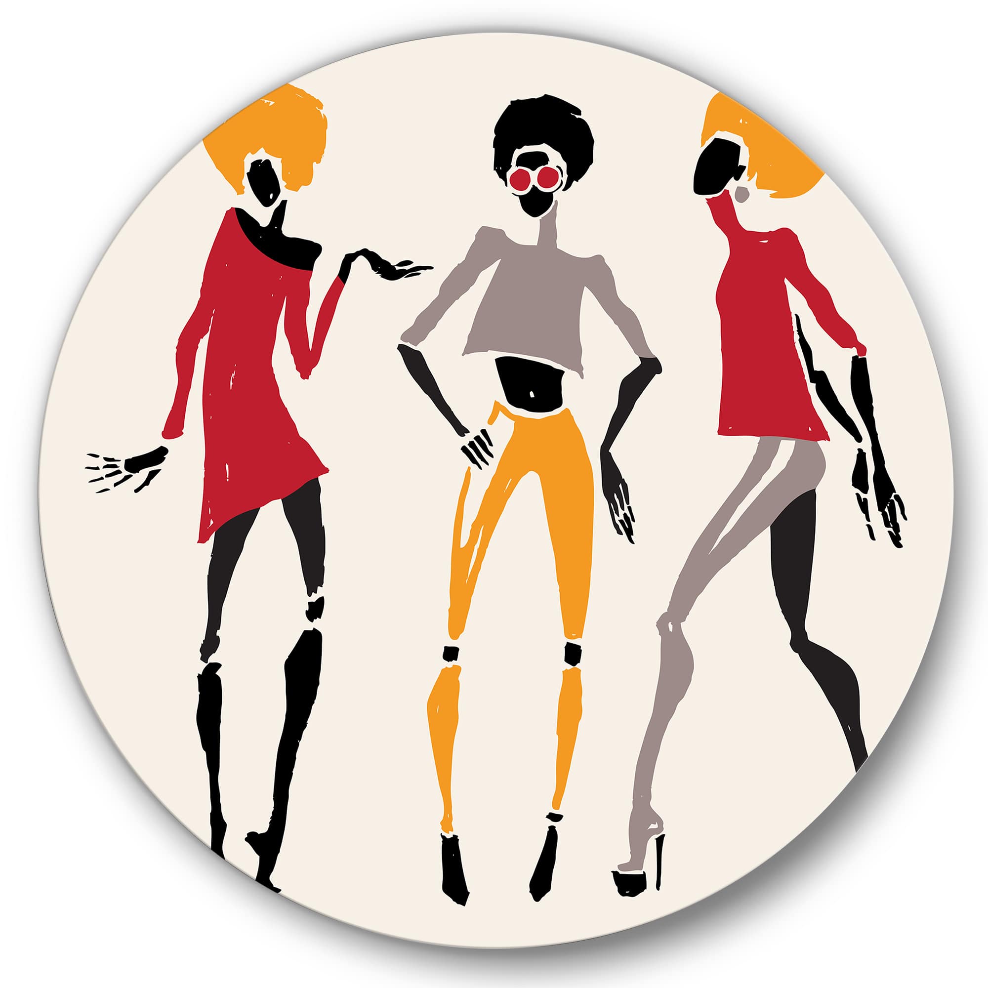 Designart - African American Women Silhouettes I - Modern Metal Circle Wall Art