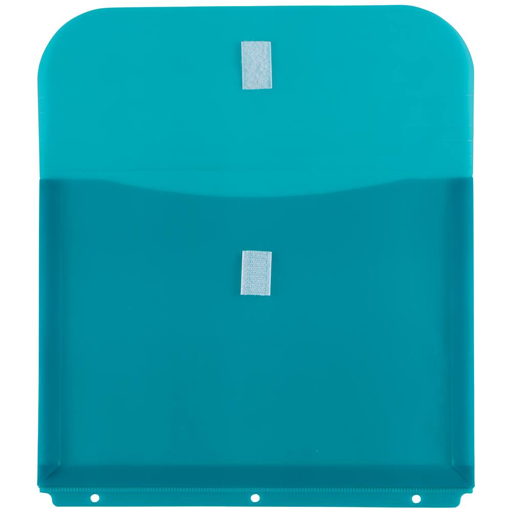 JAM Paper 9.5" x 11.5" Plastic 3 Hole Punch Binder Hook & Loop Closure Envelopes, 6ct.