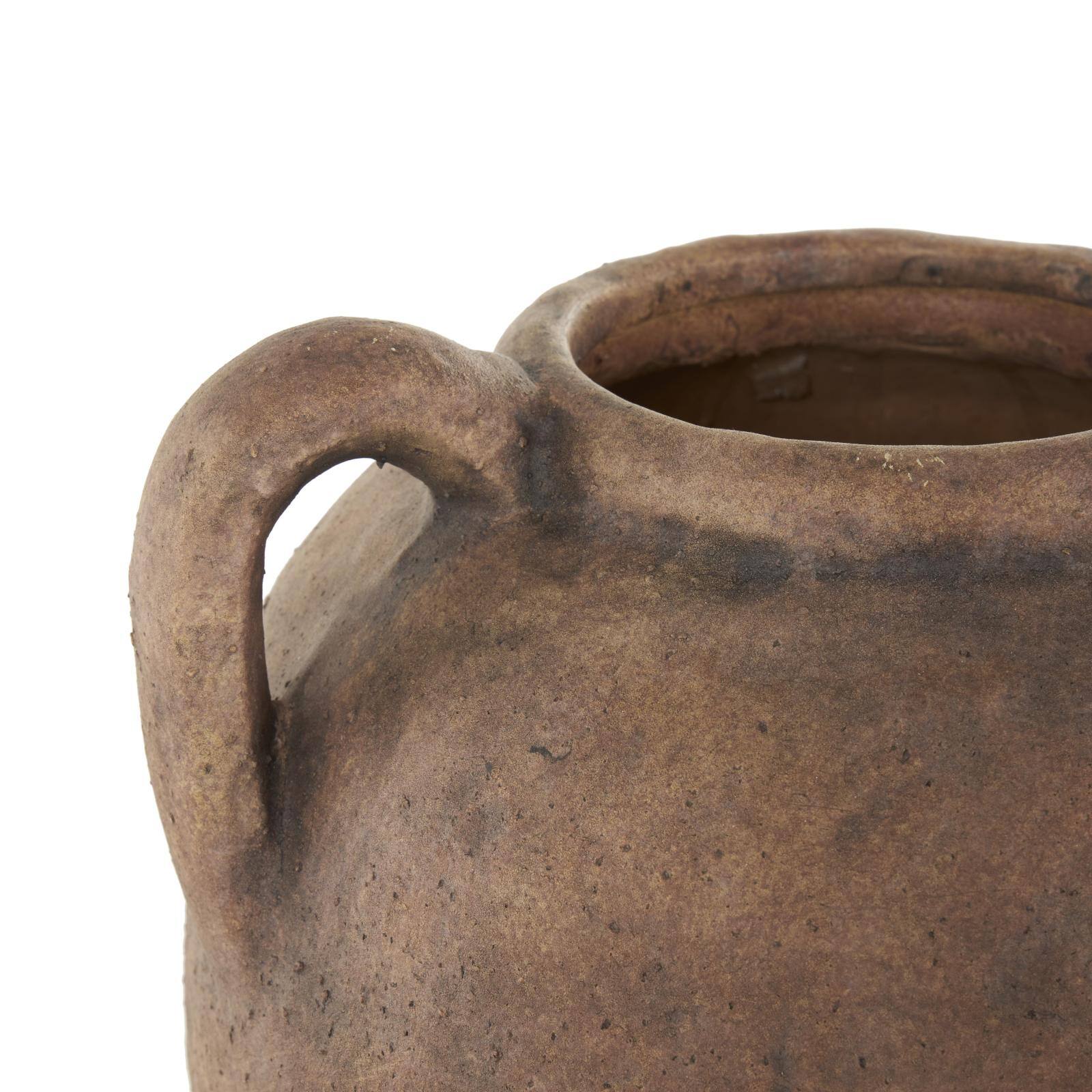 10.5" Copper Antique-Style Textured Ceramic Vase with Handles