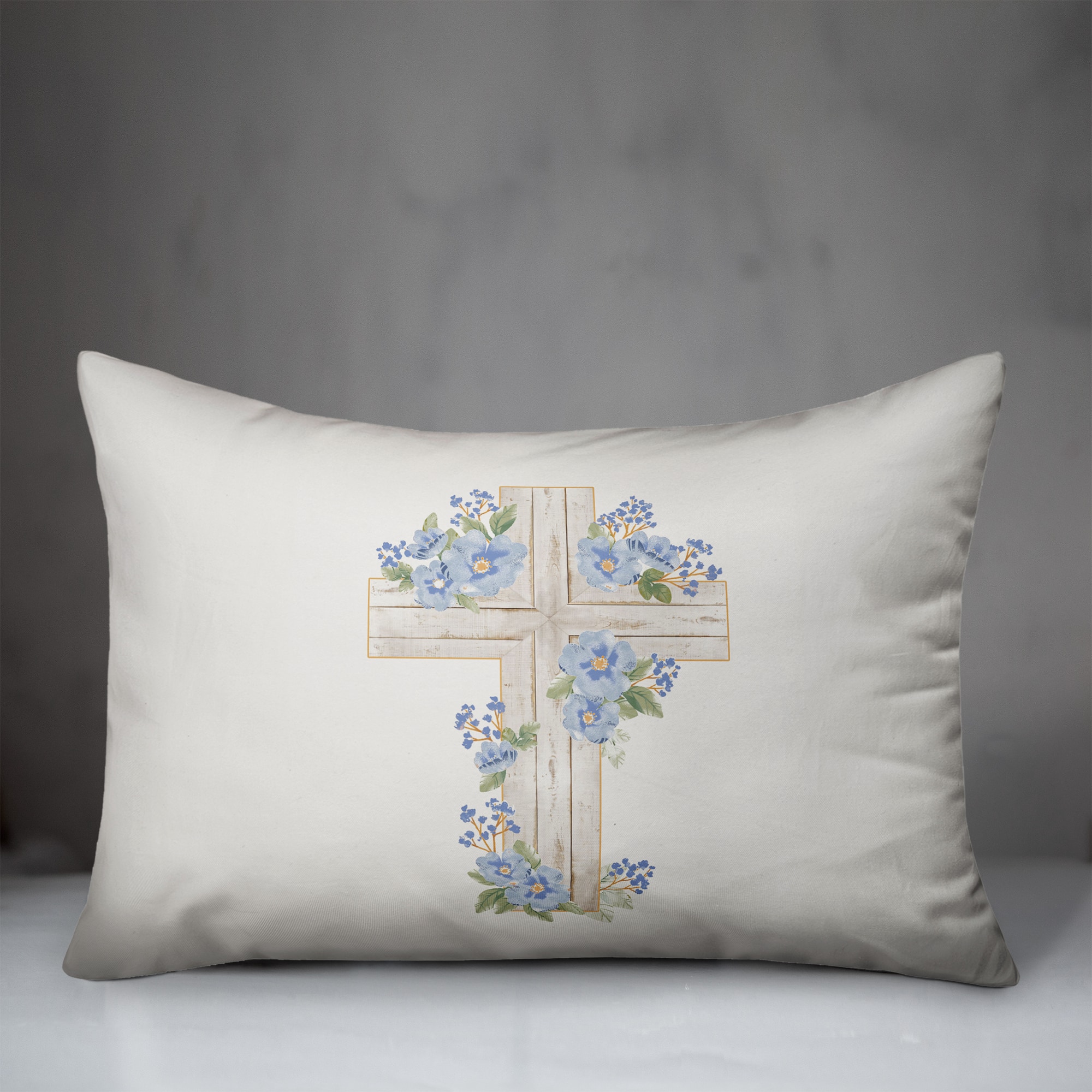 Reformed Rose Easter Cross 14&#x22; x 20&#x22; Throw Pillow