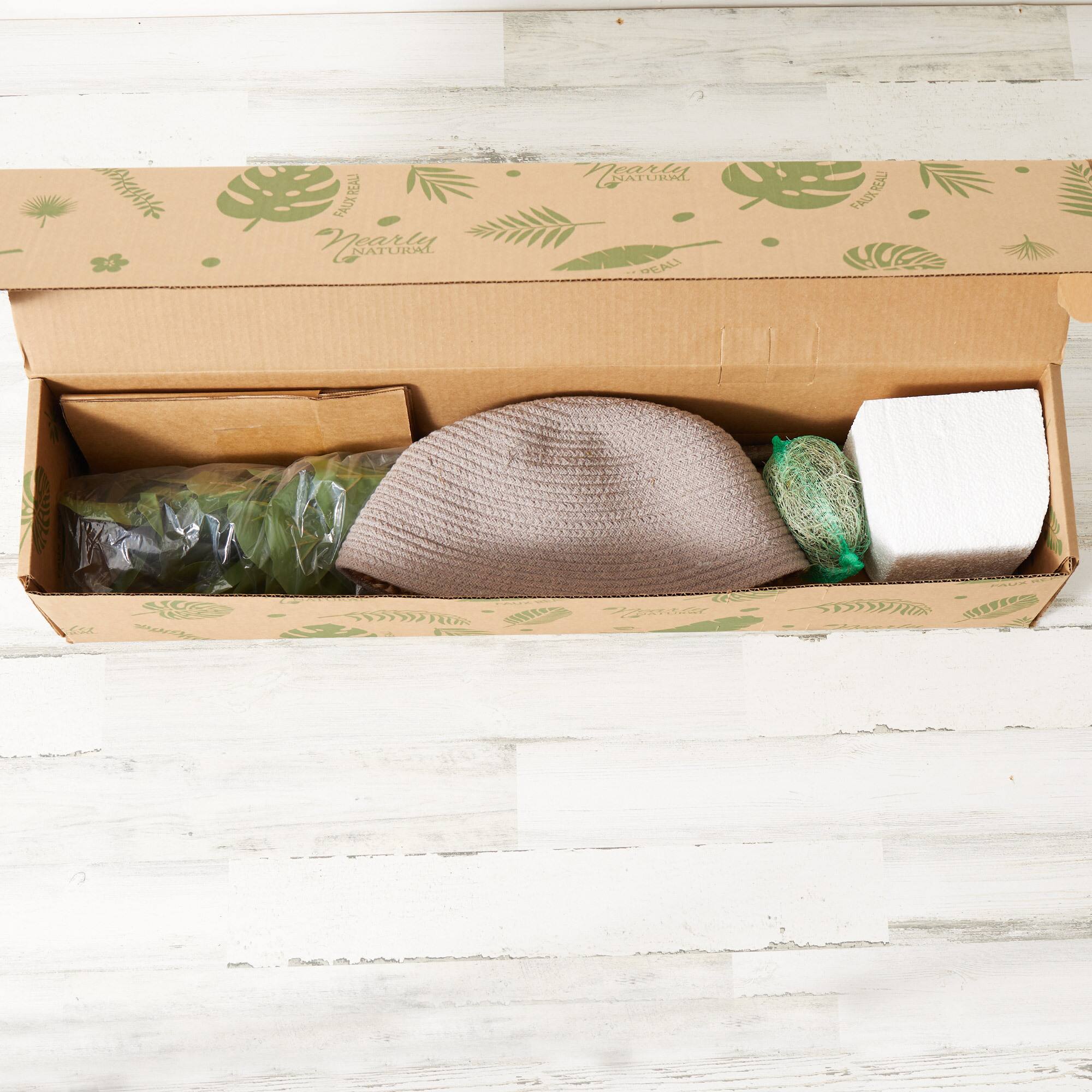 3ft. Artificial Fiddle Leaf Fig Tree With Handmade Cotton & Jute Woven Planter Set DIY Kit