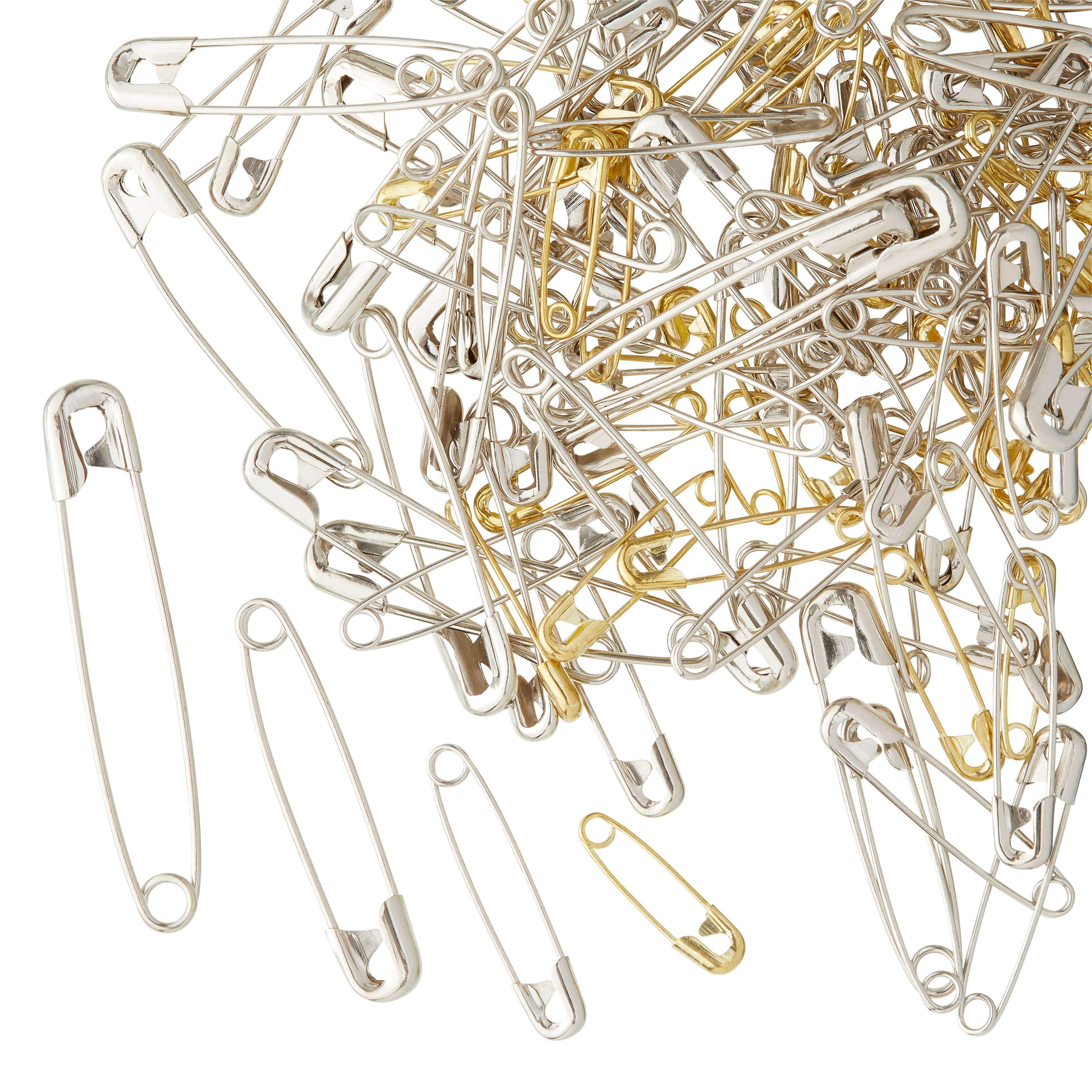 12 Packs: 225 ct. (2,700 total) Silver & Gold Assorted Safety Pins by Loops & Threads™