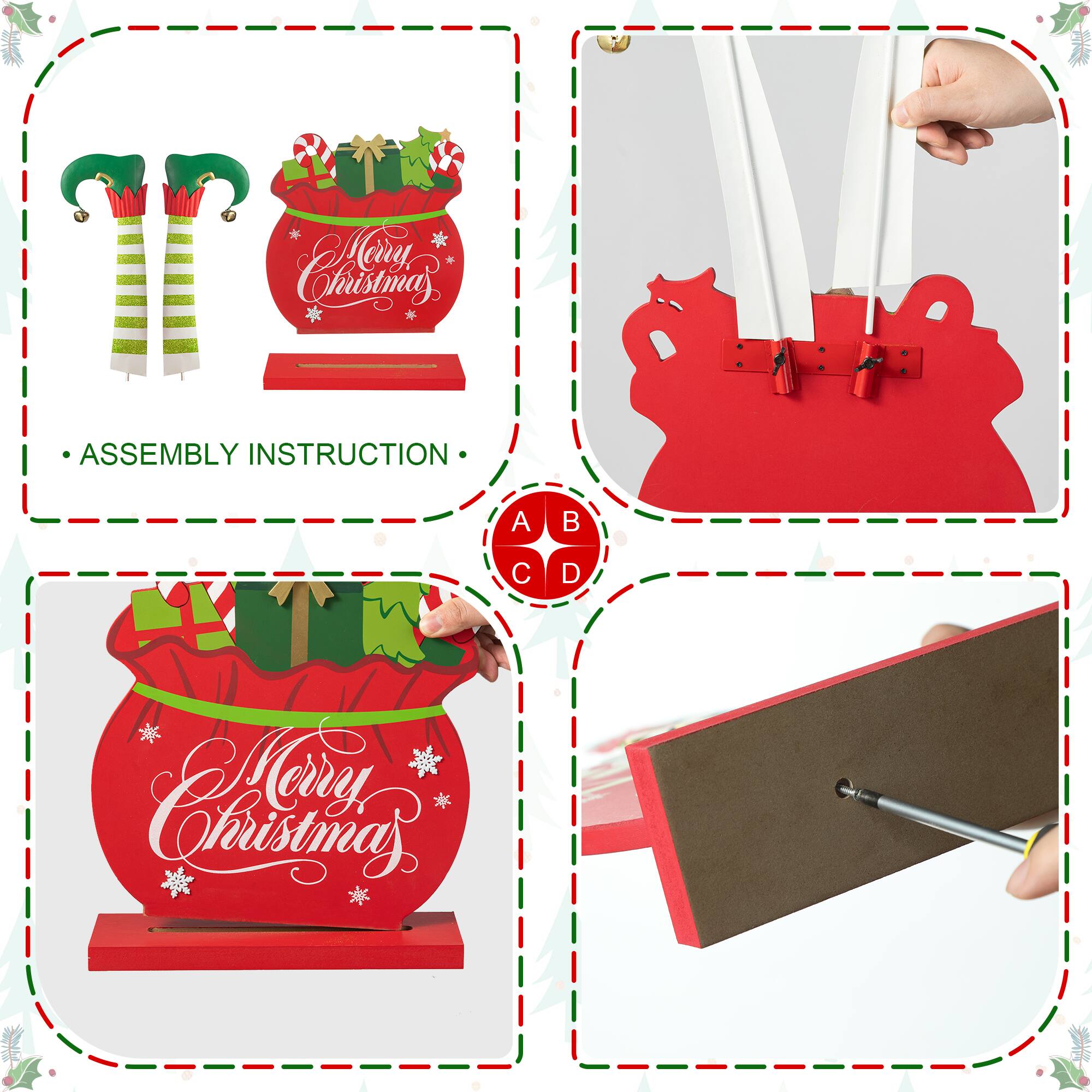 Glitzhome® 2ft. Wood & Metal Elf Legs in Gift Box Porch Décor