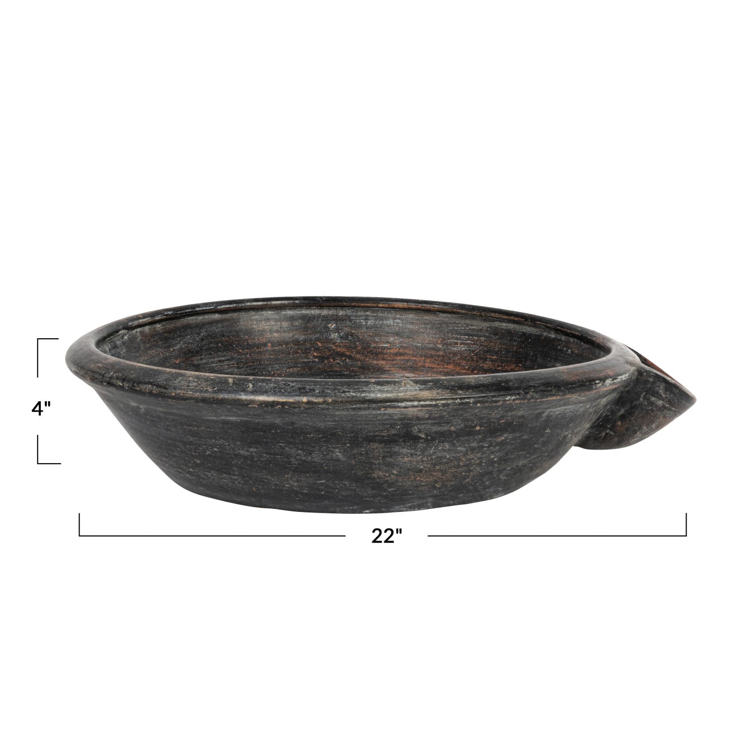 Hello Honey&#xAE; 22&#x22; Black Decorative Vintage Clay Bowl with Handle