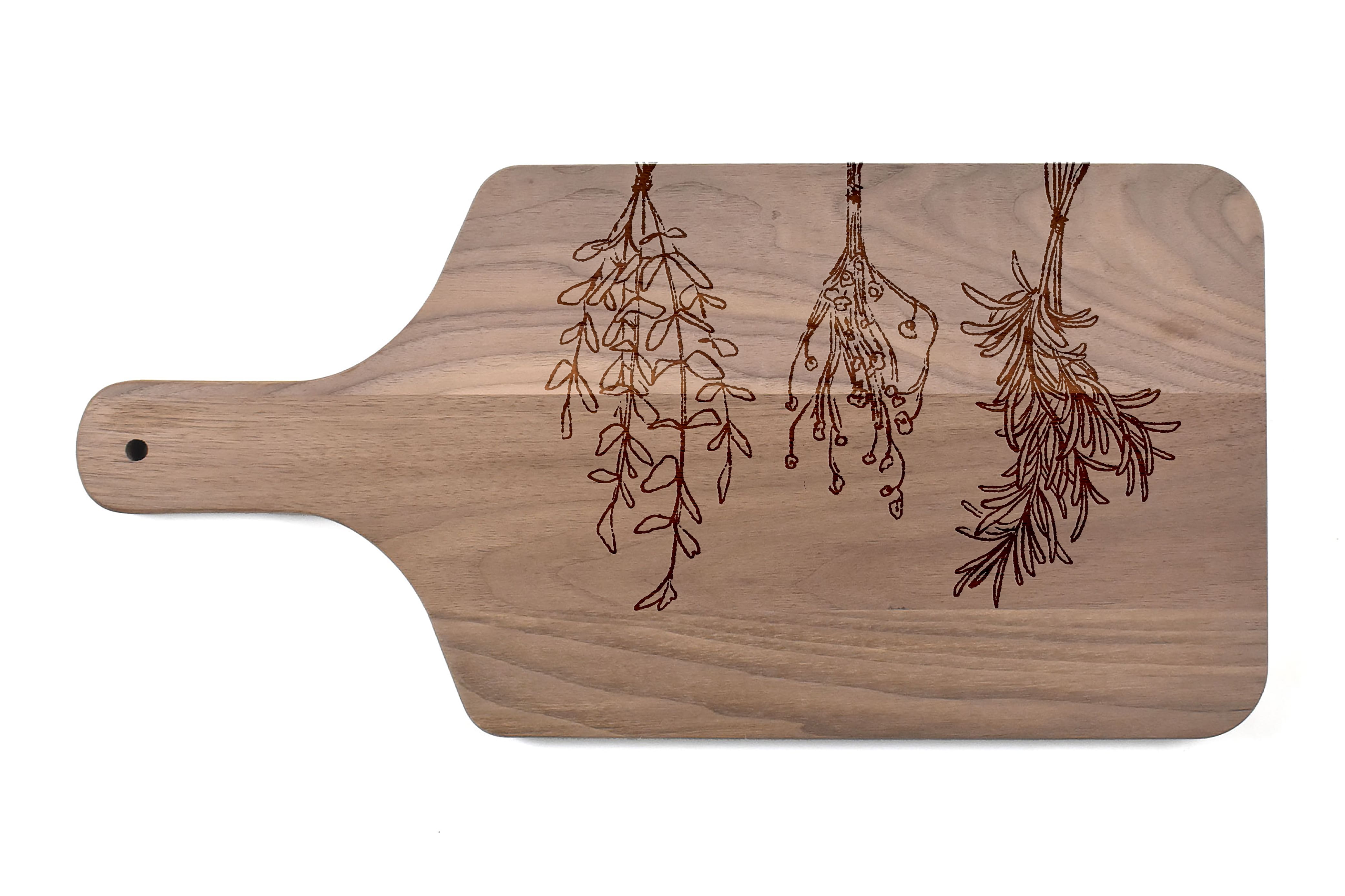 Dried Herbs 17&#x22; x 8&#x22; Walnut Paddle Cutting Board