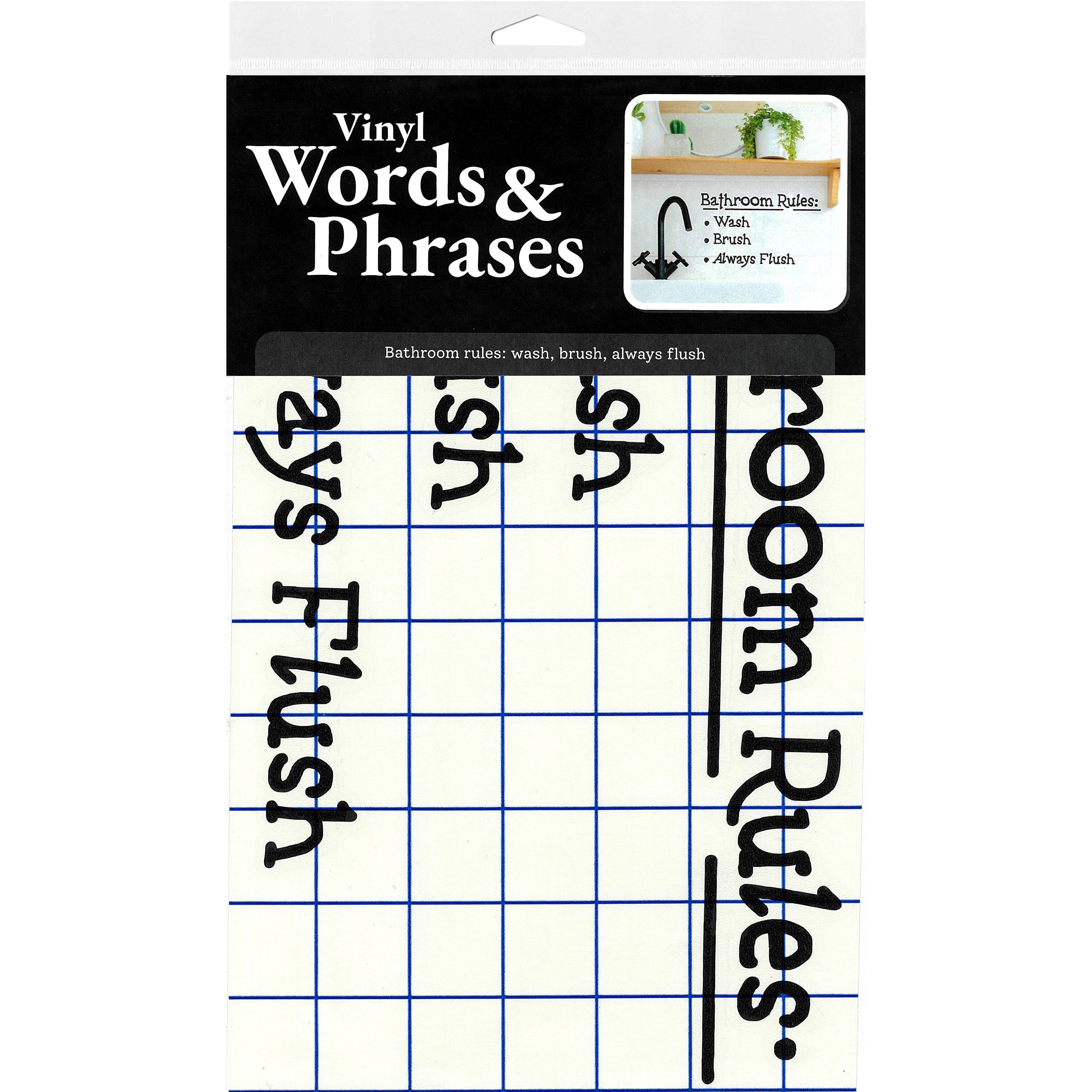 Leisure Arts&#xAE; Vinyl Bathroom Rules Wash Brush Always Flush Black Wall Decal