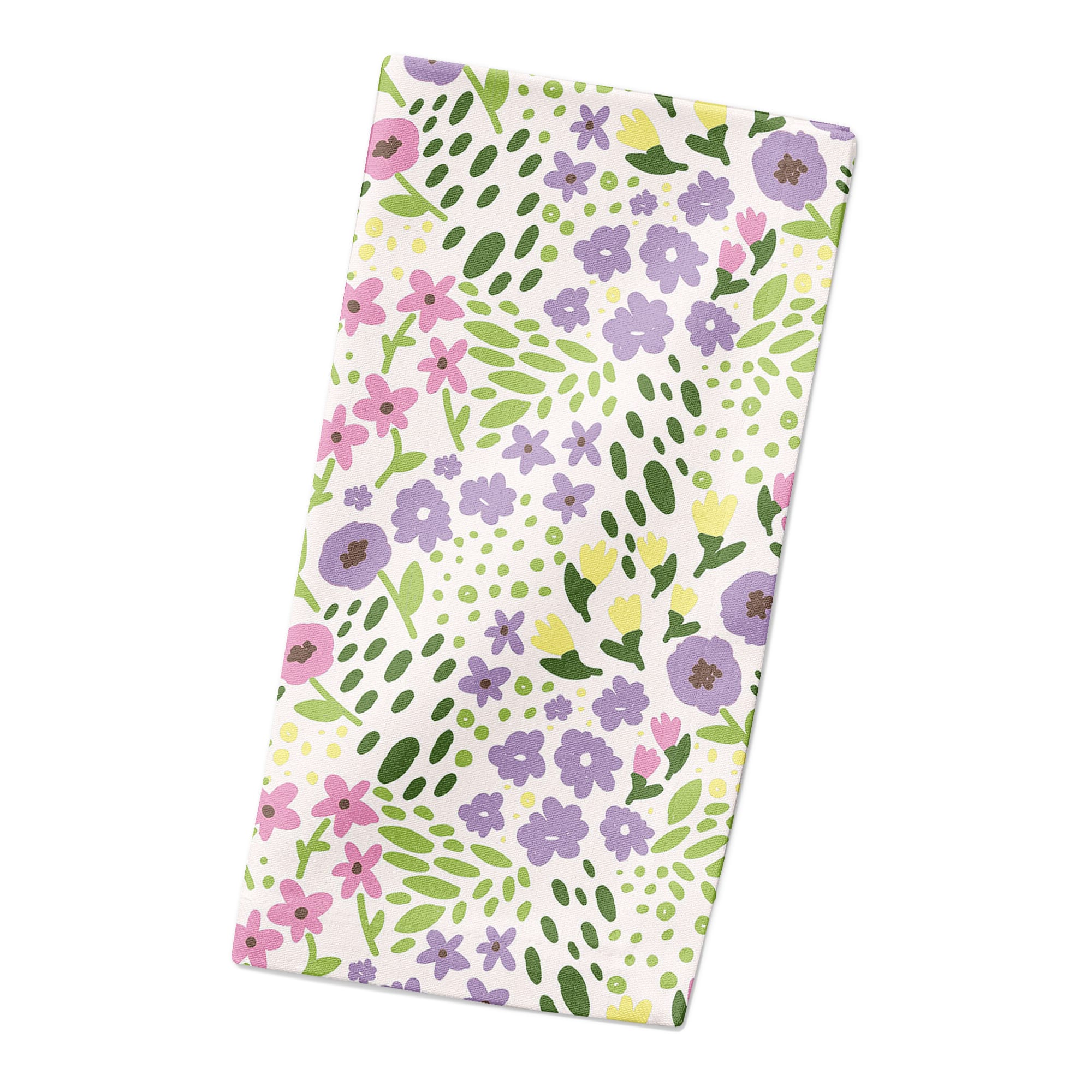Whimsical Spring Floral Napkin 10" x 10" Cotton Twill Napkin
