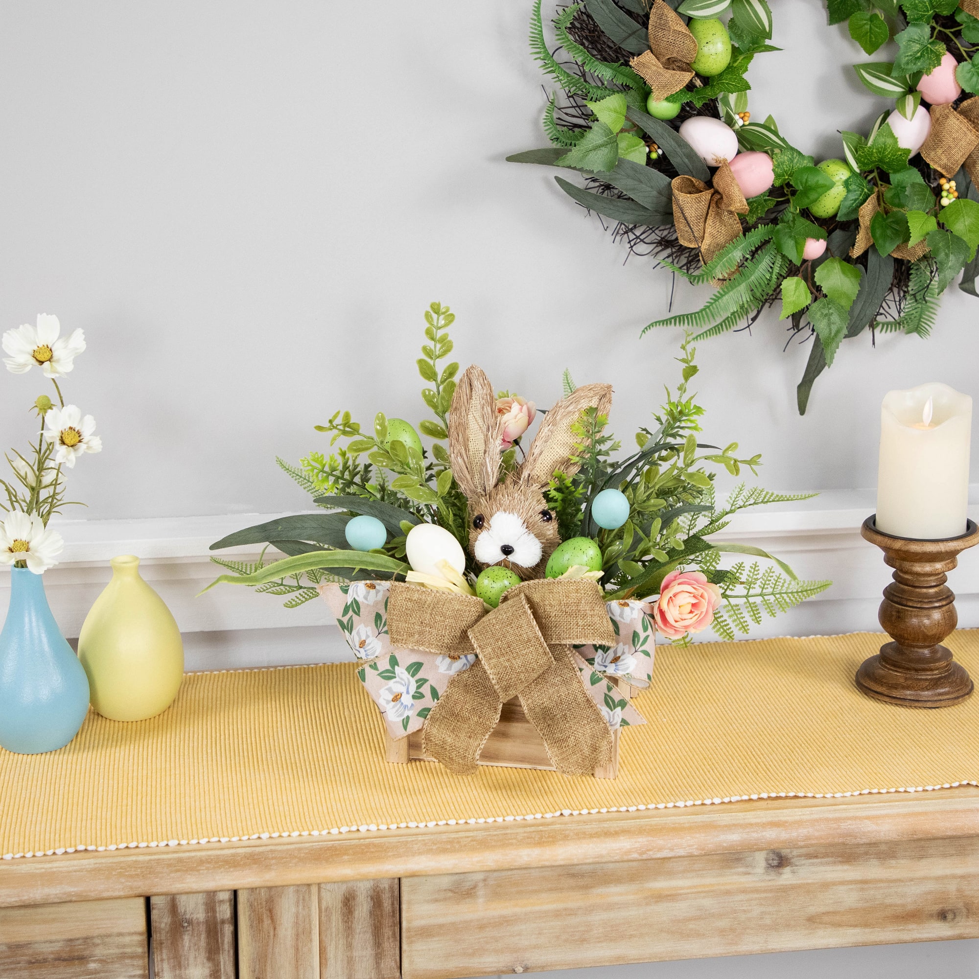 12&#x22; Boxed Floral Arrangement with Bunny Easter Decoration