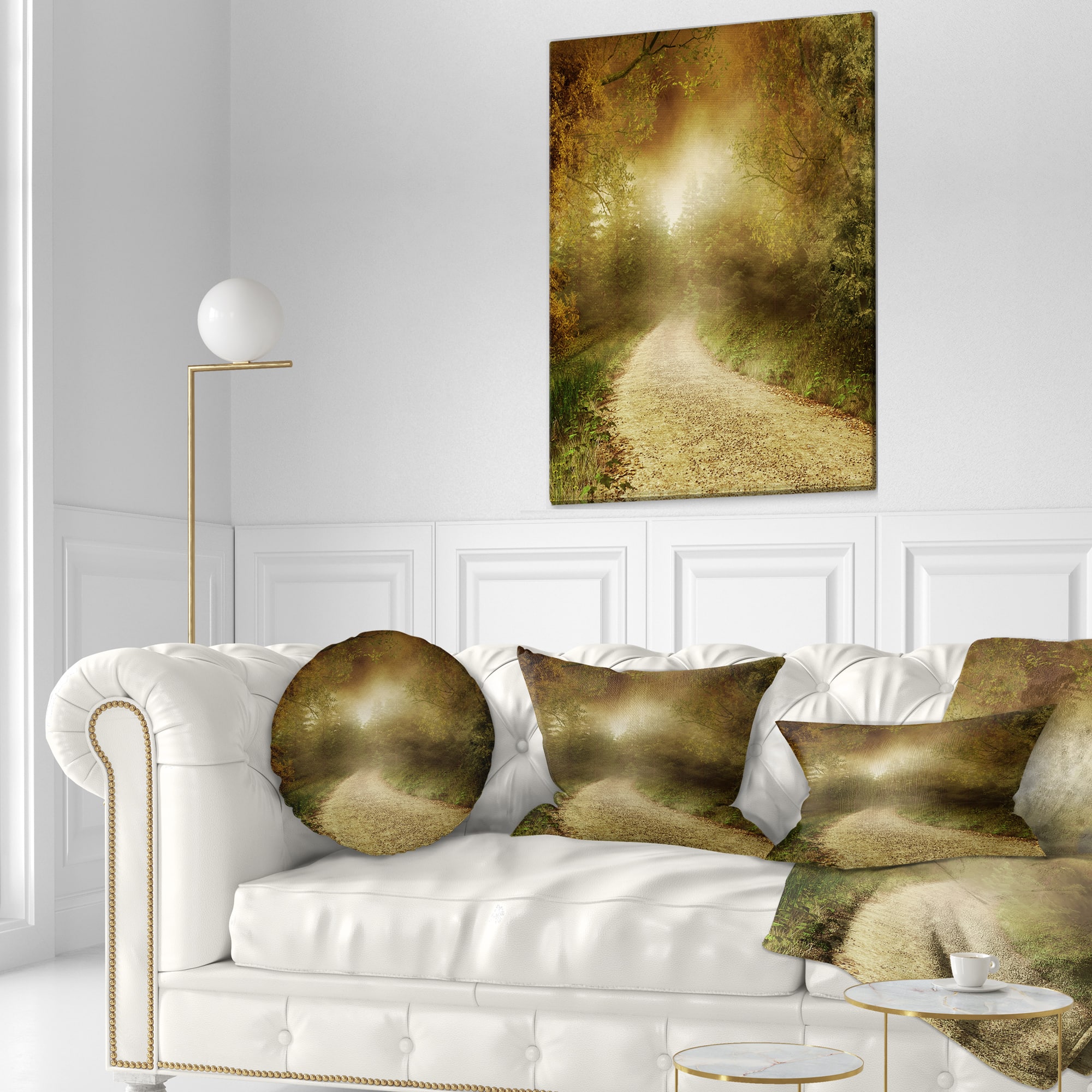 Designart - Country Road Through Fall Scenery - Landscape Photography Canvas Print