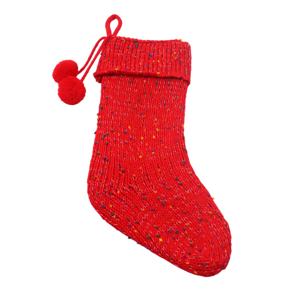 18&#x22; Red Knit Stocking with Pom Poms by Ashland&#xAE;