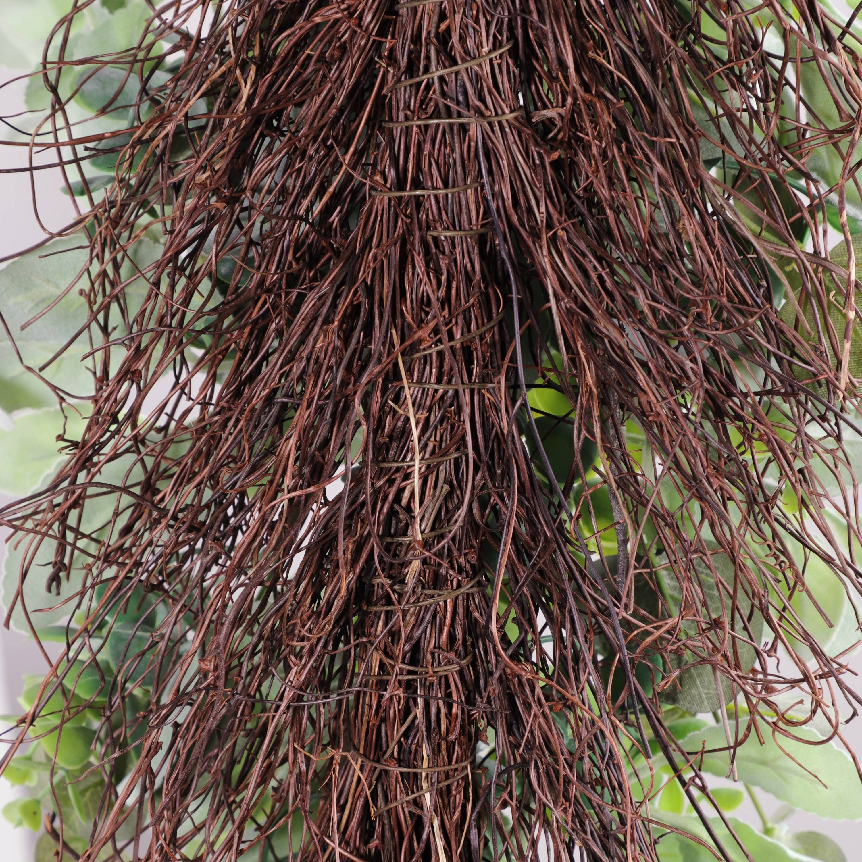 30" Lamb's Ear & Greenery Teardrop Swag with Bow