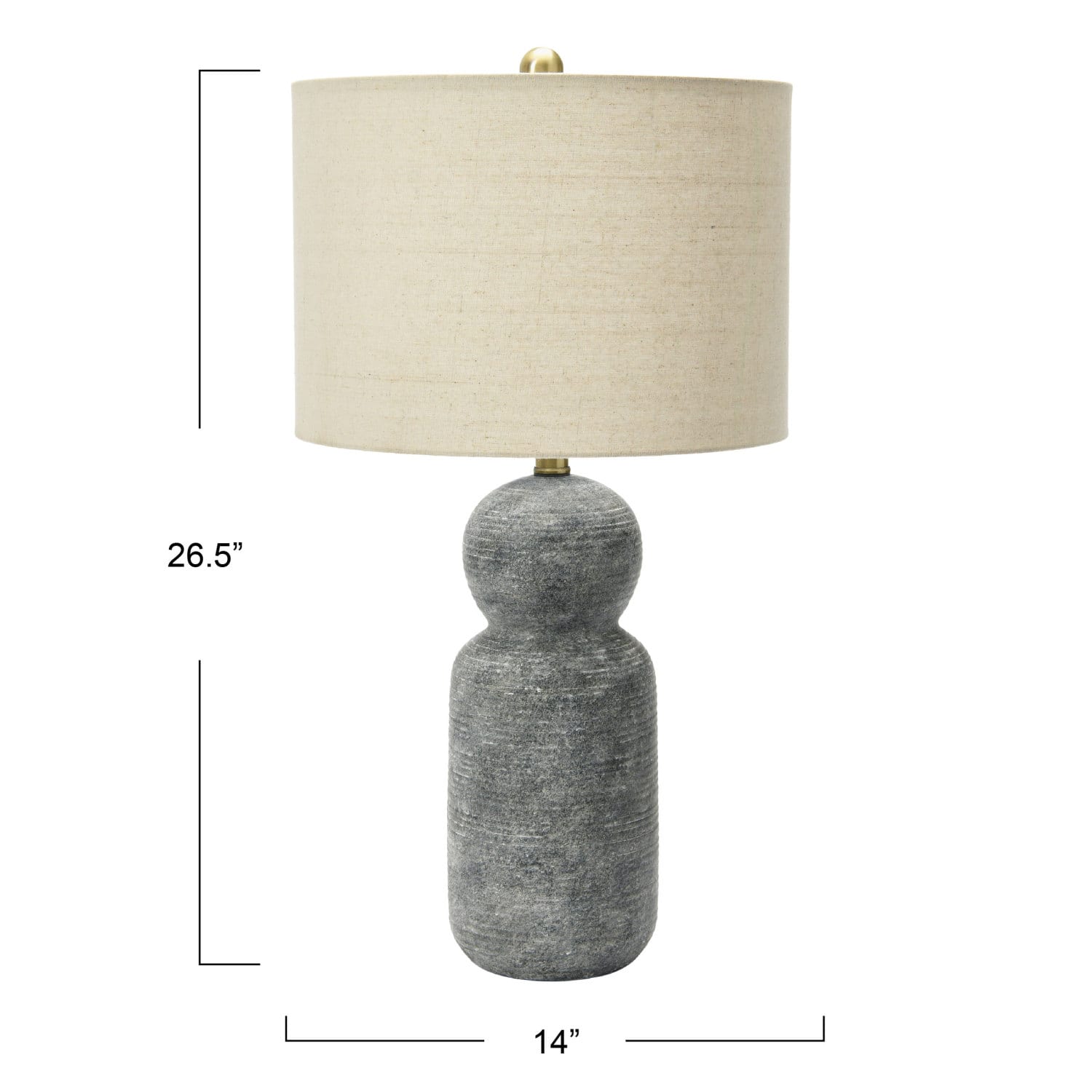 26.5&#x22; Curvy Gray Stoneware Desk Lamp with Linen Drum Shade