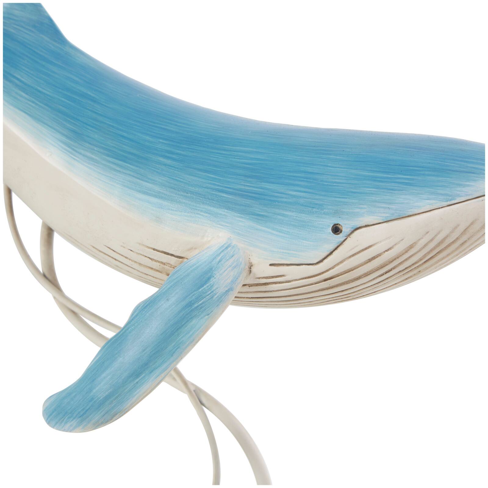 18.5" Blue Polystone Swimming Whale Parent & Child Sculpture Décor