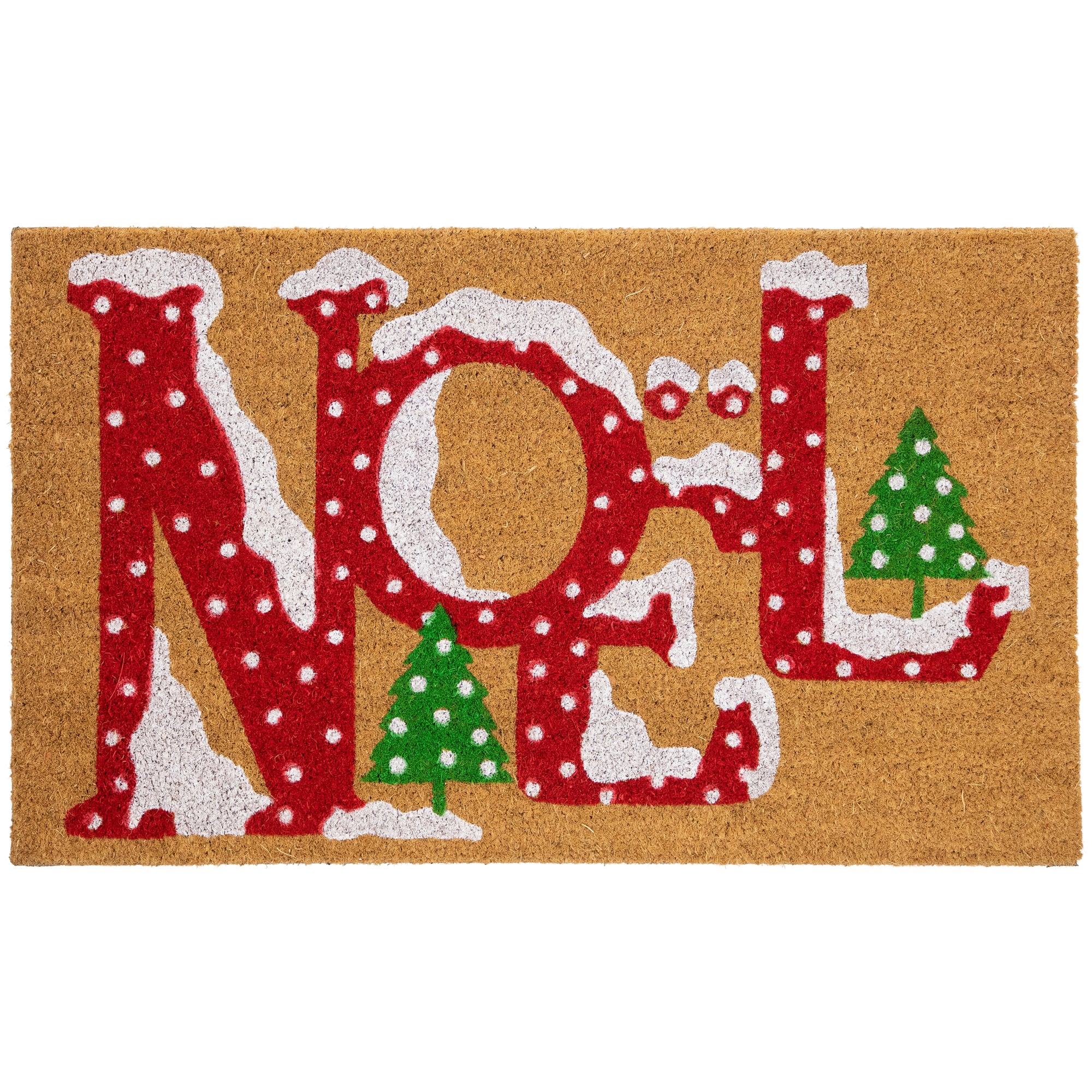 Brown and Red &#x22;Noel&#x22; Natural Coir Outdoor Christmas Doormat 18&#x22; x 30&#x22;