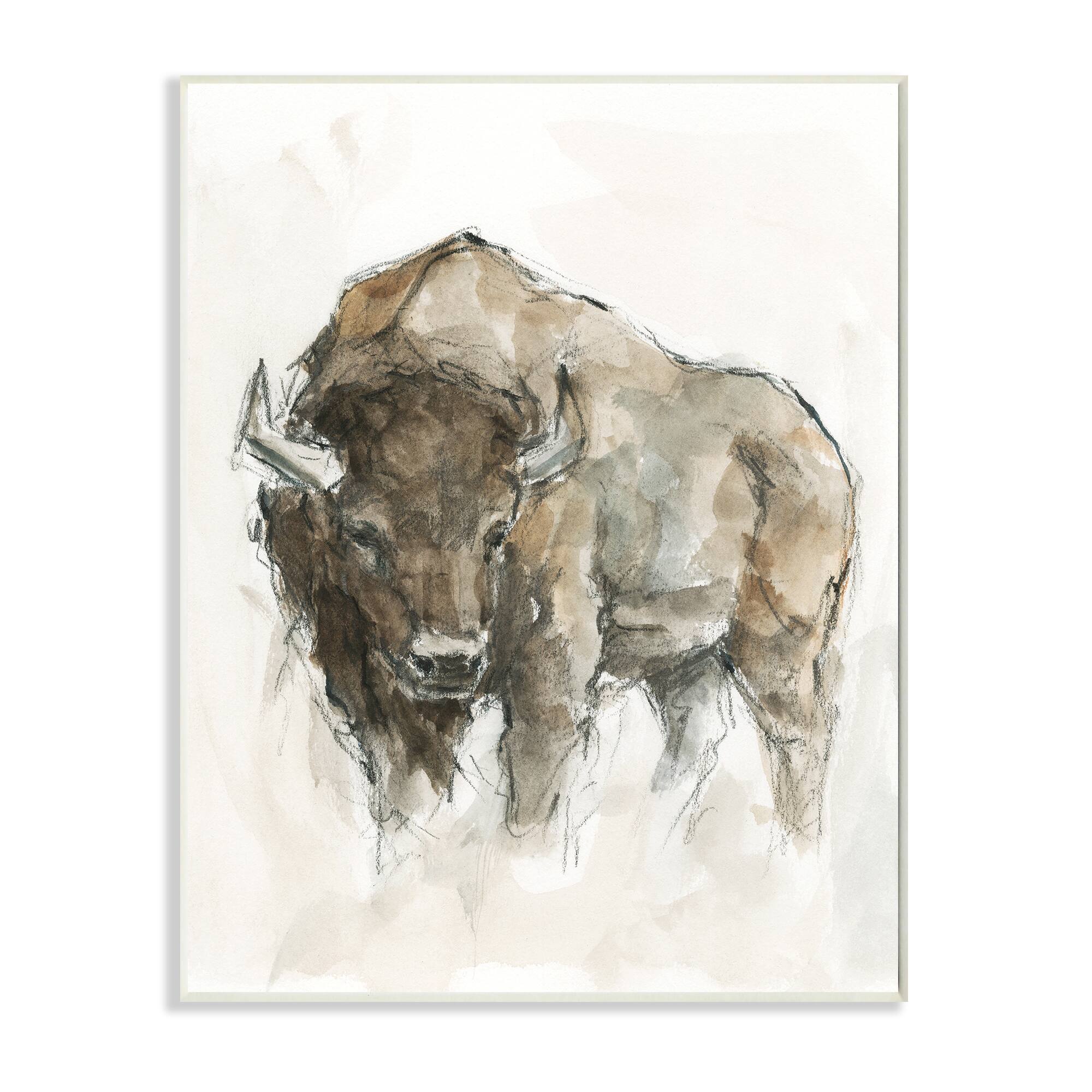 Stupell Industries Western American Buffalo Brown Country Animal Wood Wall Plaque