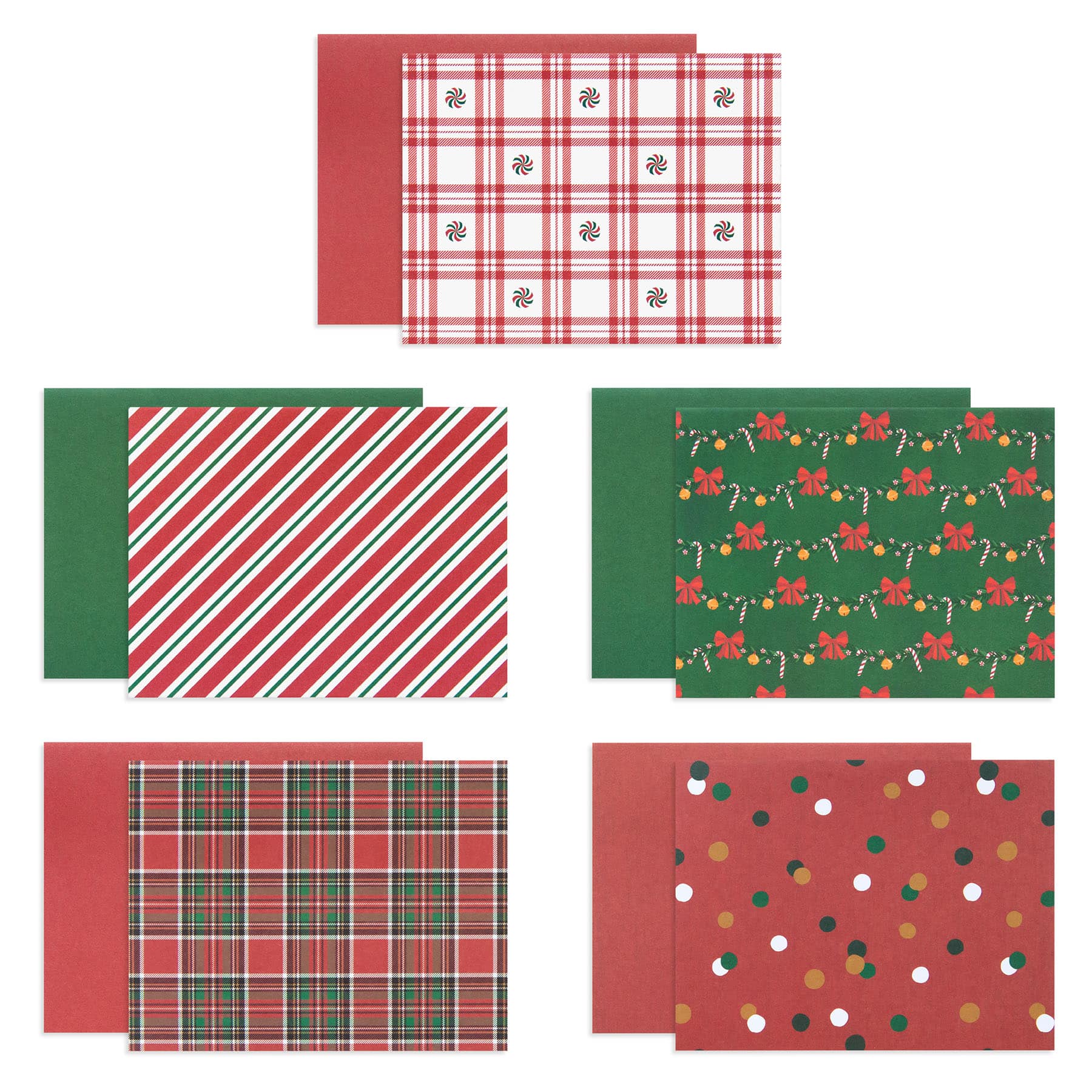 Peppermint Plaid Christmas Cards &#x26; Envelopes, 50ct. by Recollections&#x2122;