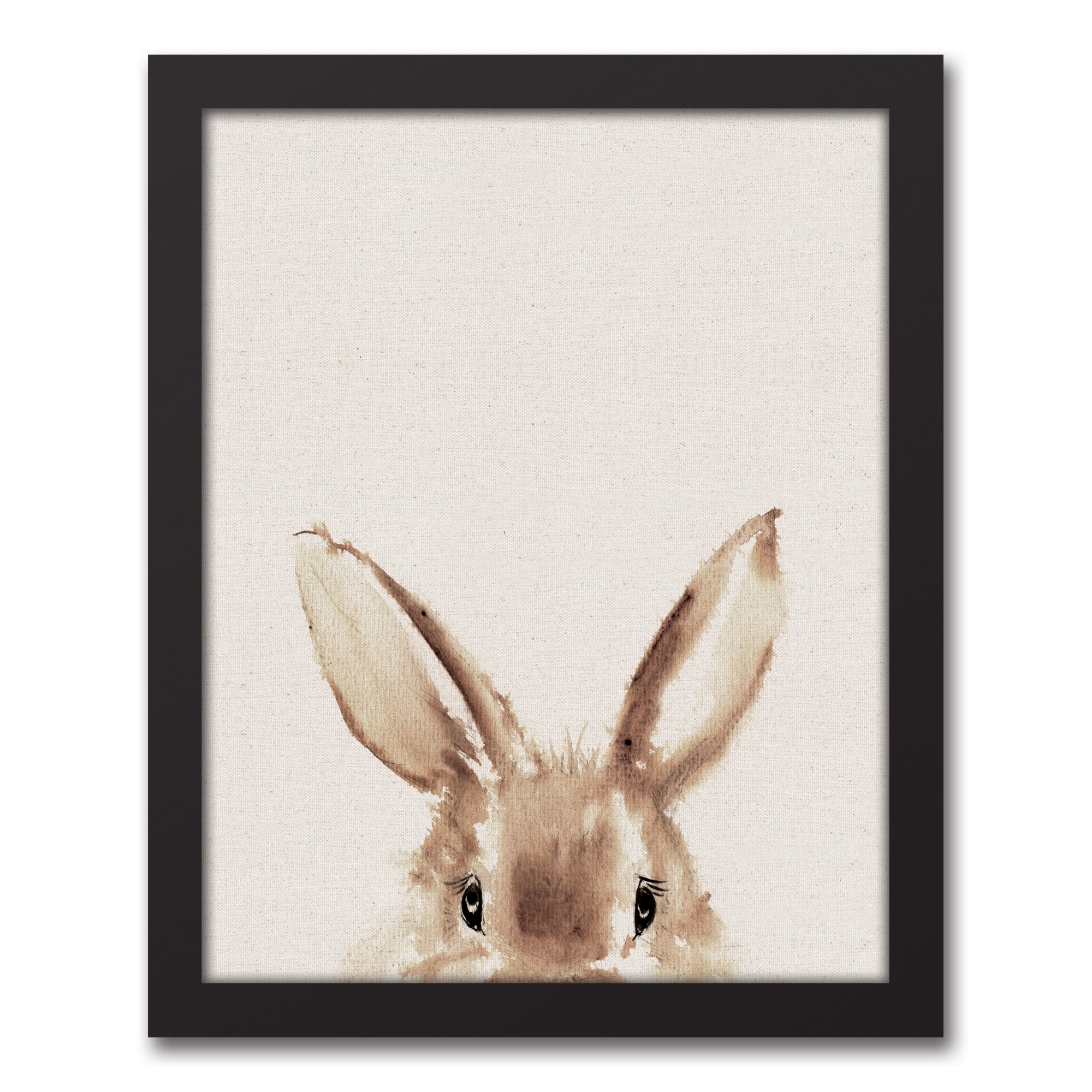 Peeking Bunny 11" x 14" Black Floating Framed Canvas