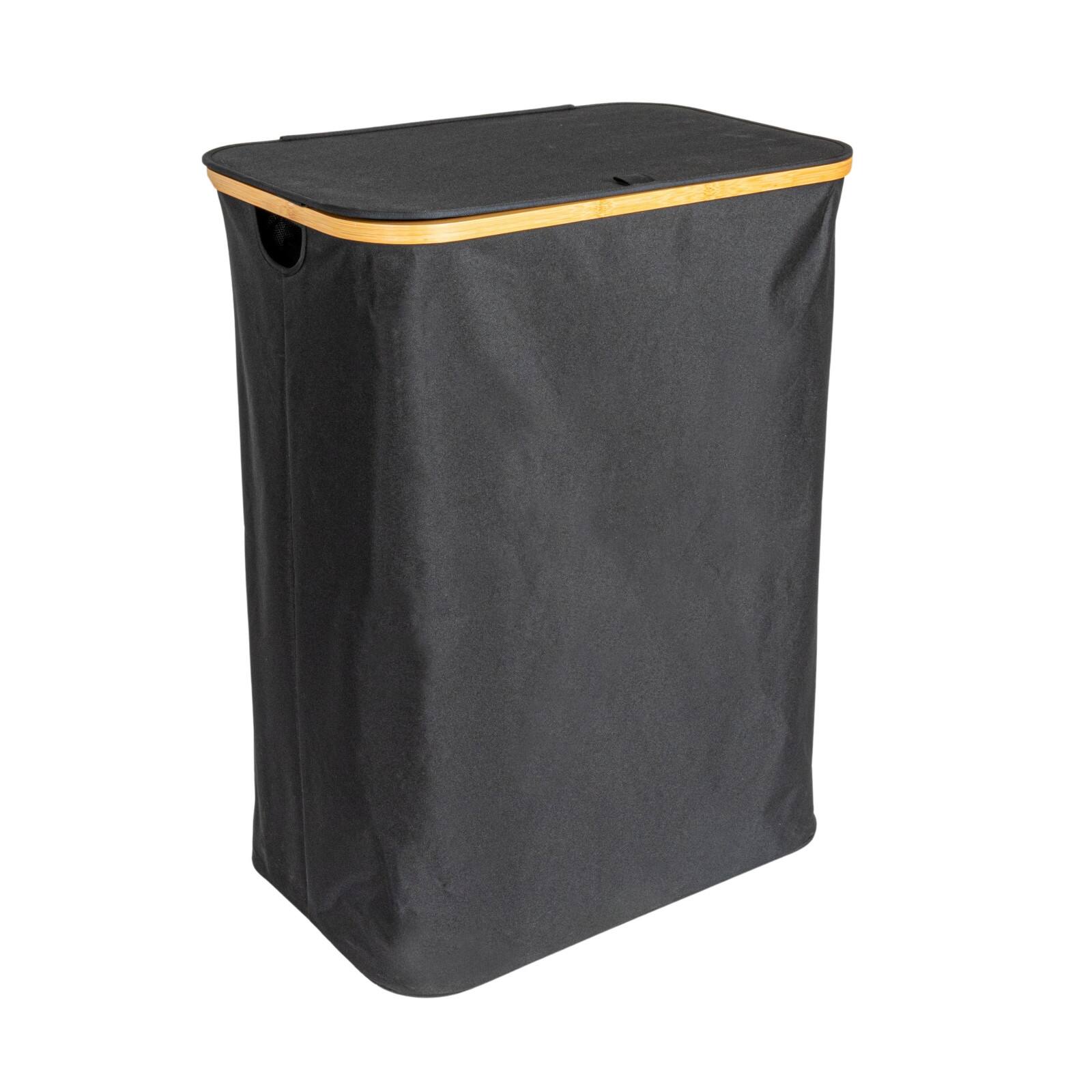 Household Essentials 29&#x22; Black Sleek Laundry Hamper with Dual Mesh Liners &#x26; Lid