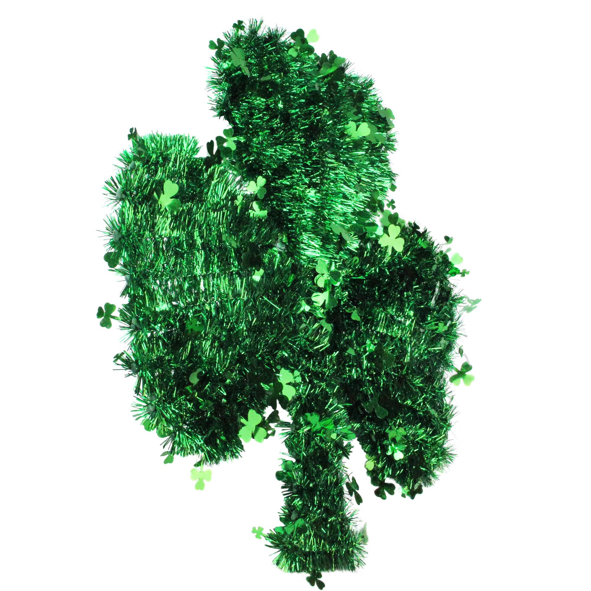 17&#x22; St. Patrick&#x27;s Day Irish Shamrock Tinsel Window Decoration