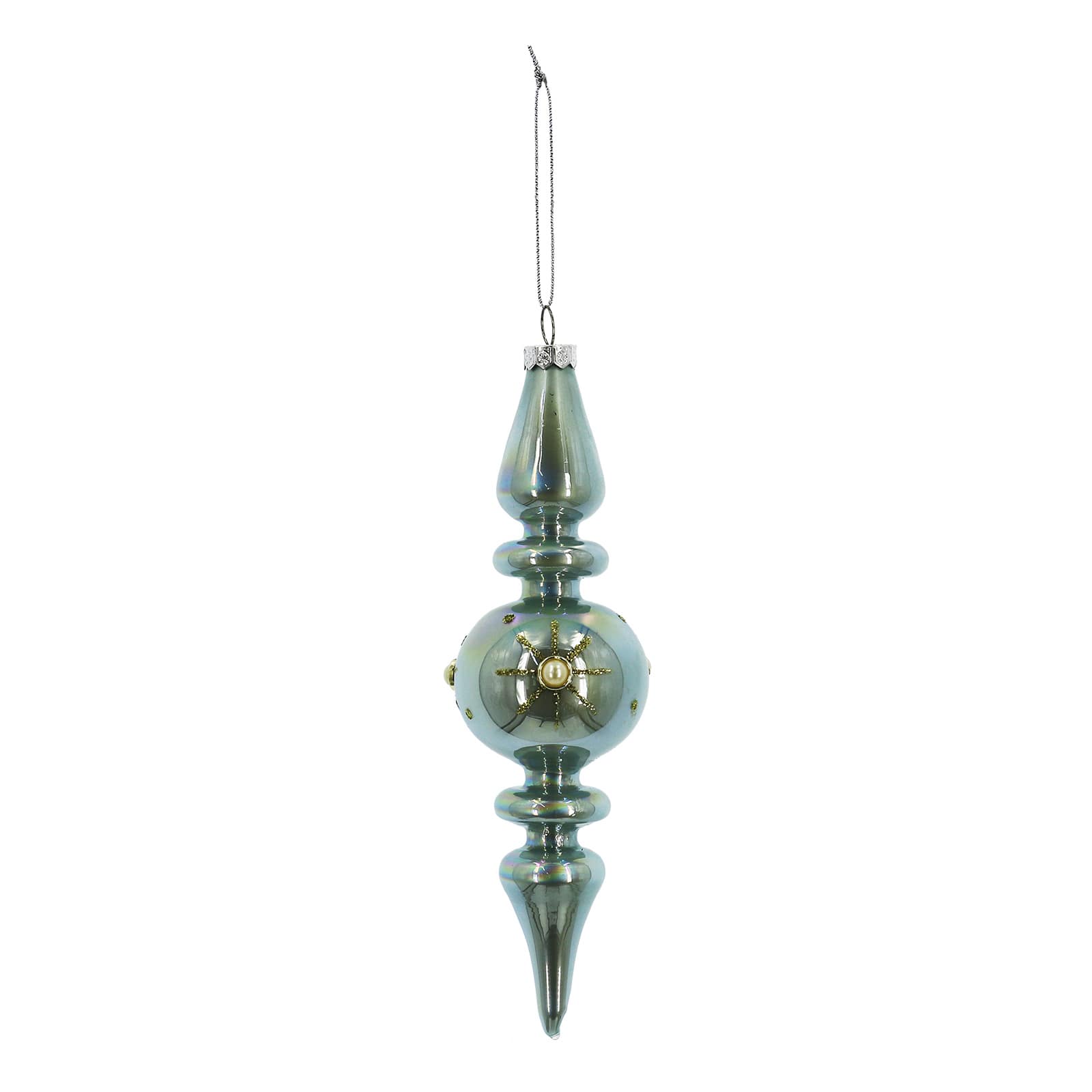 6.5&#x22; Iridescent Light Blue Glass Finial Ornament by Ashland&#xAE;