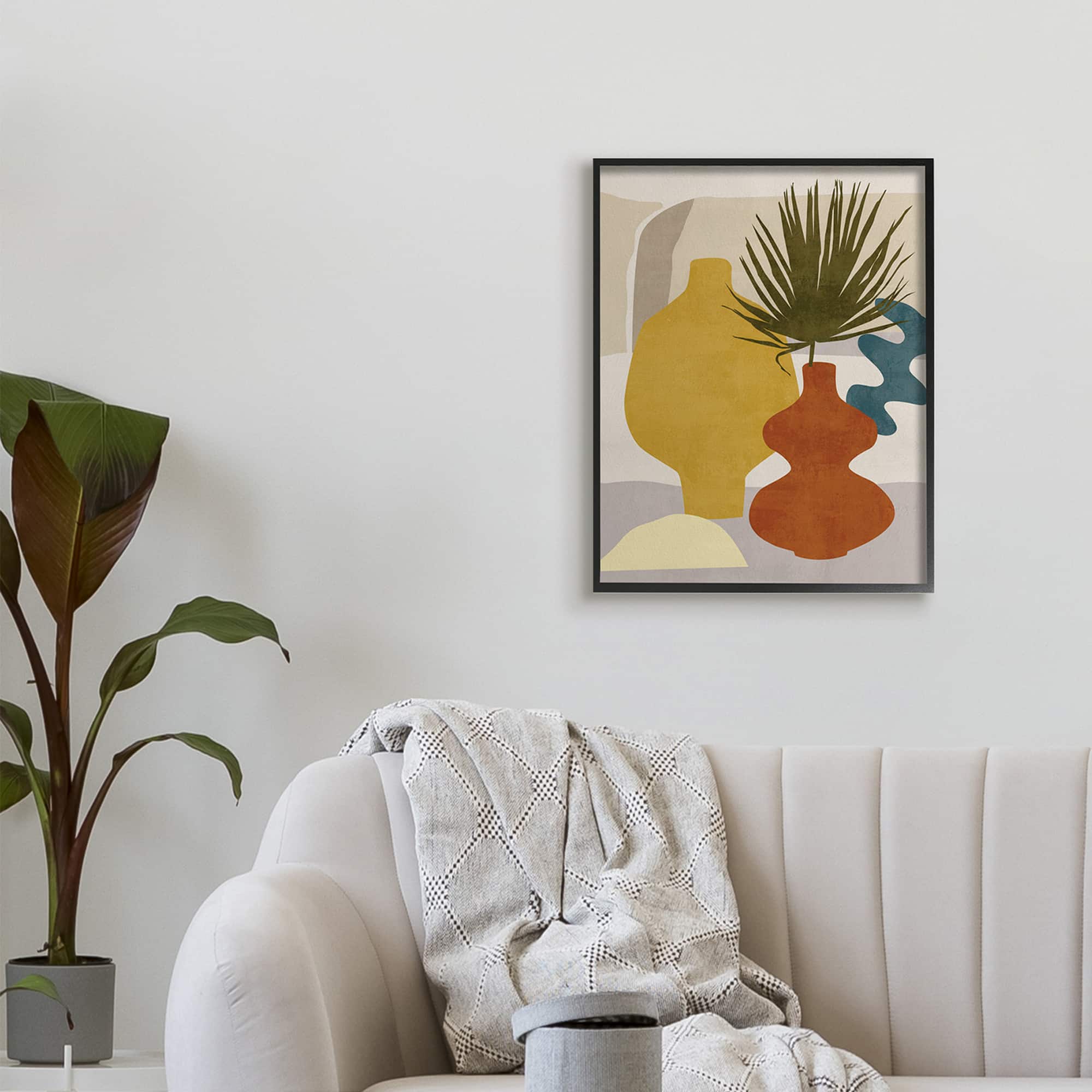 Stupell Industries Desert Summer Abstract Vases Wall Art in Black Frame