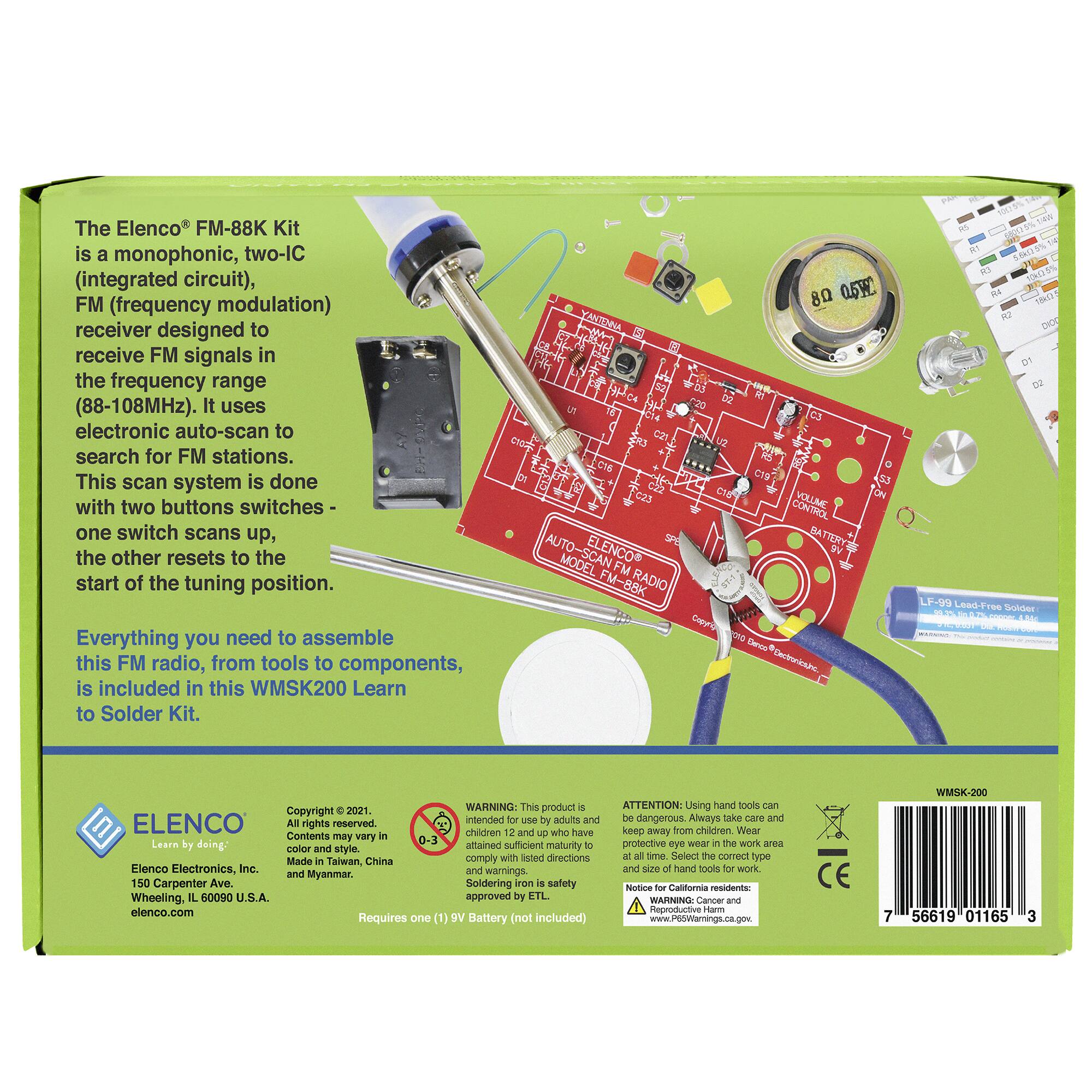 Elenco&#xAE; WE MAKE&#x2122; Learn to Solder FM Radio Kit with Tools