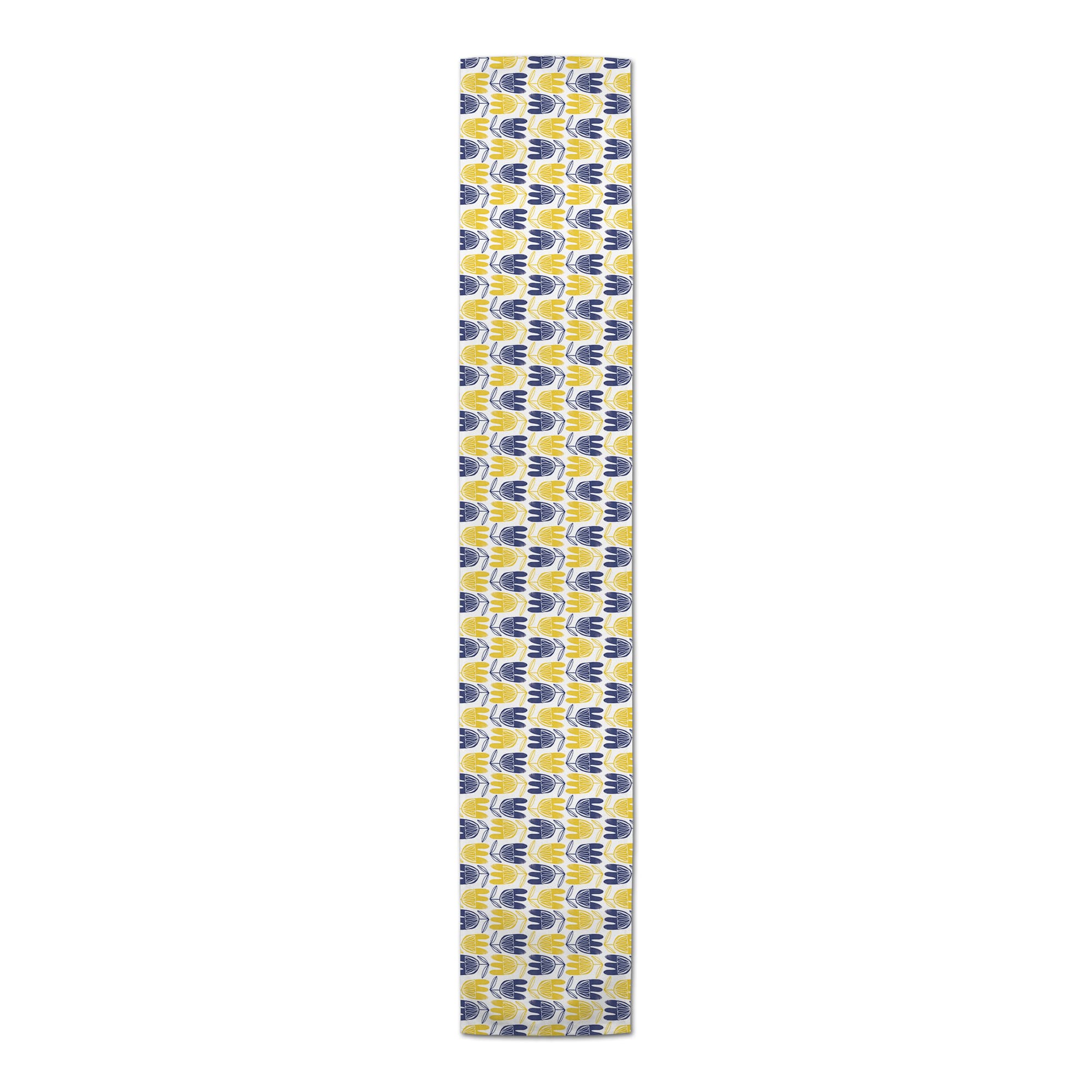 Mid Mod Yellow & Navy Florals Outdoor Table Runner