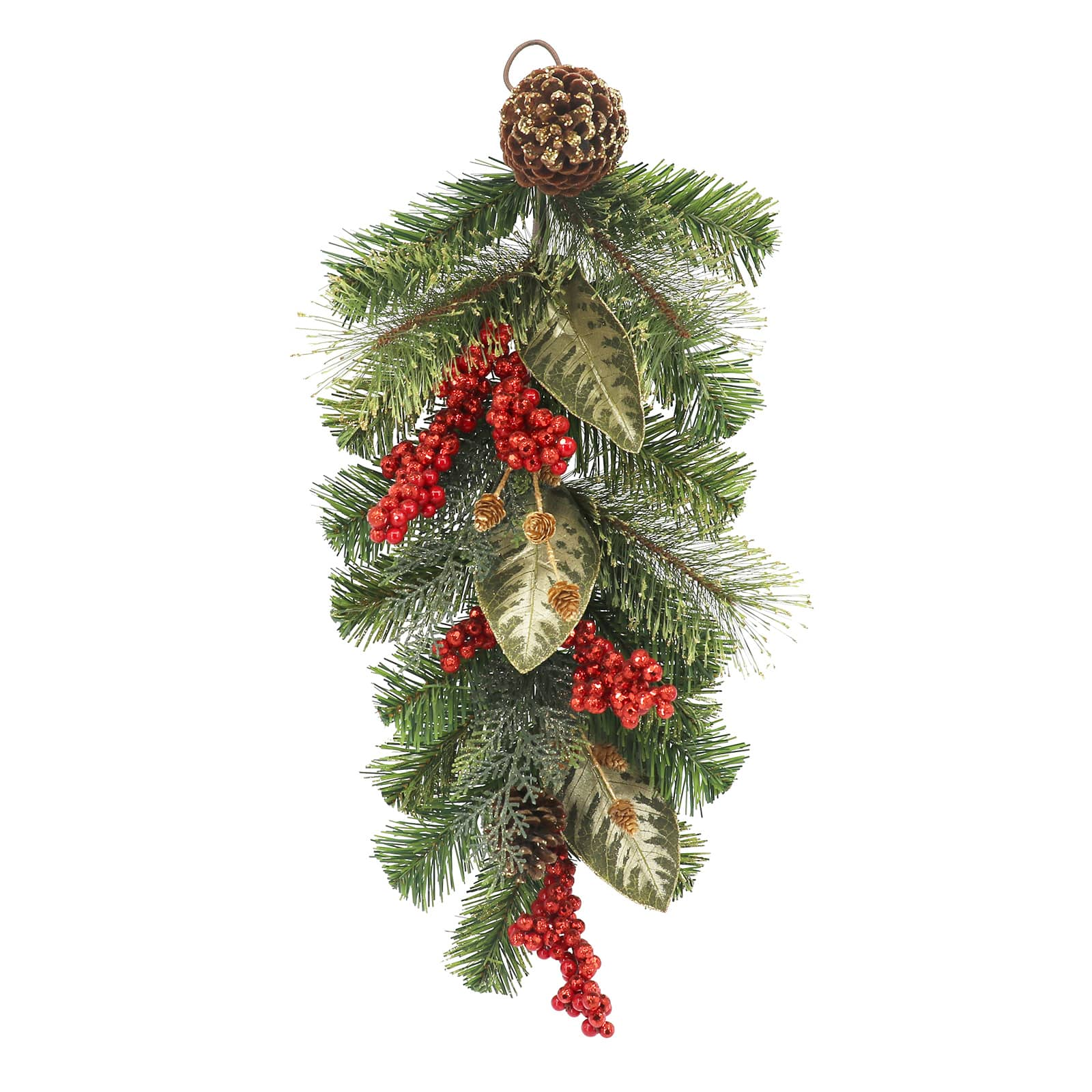 24&#x22; Pine Leaf, Gold Magnolia Leaf &#x26; Red Berry Teardrop by Ashland&#xAE;