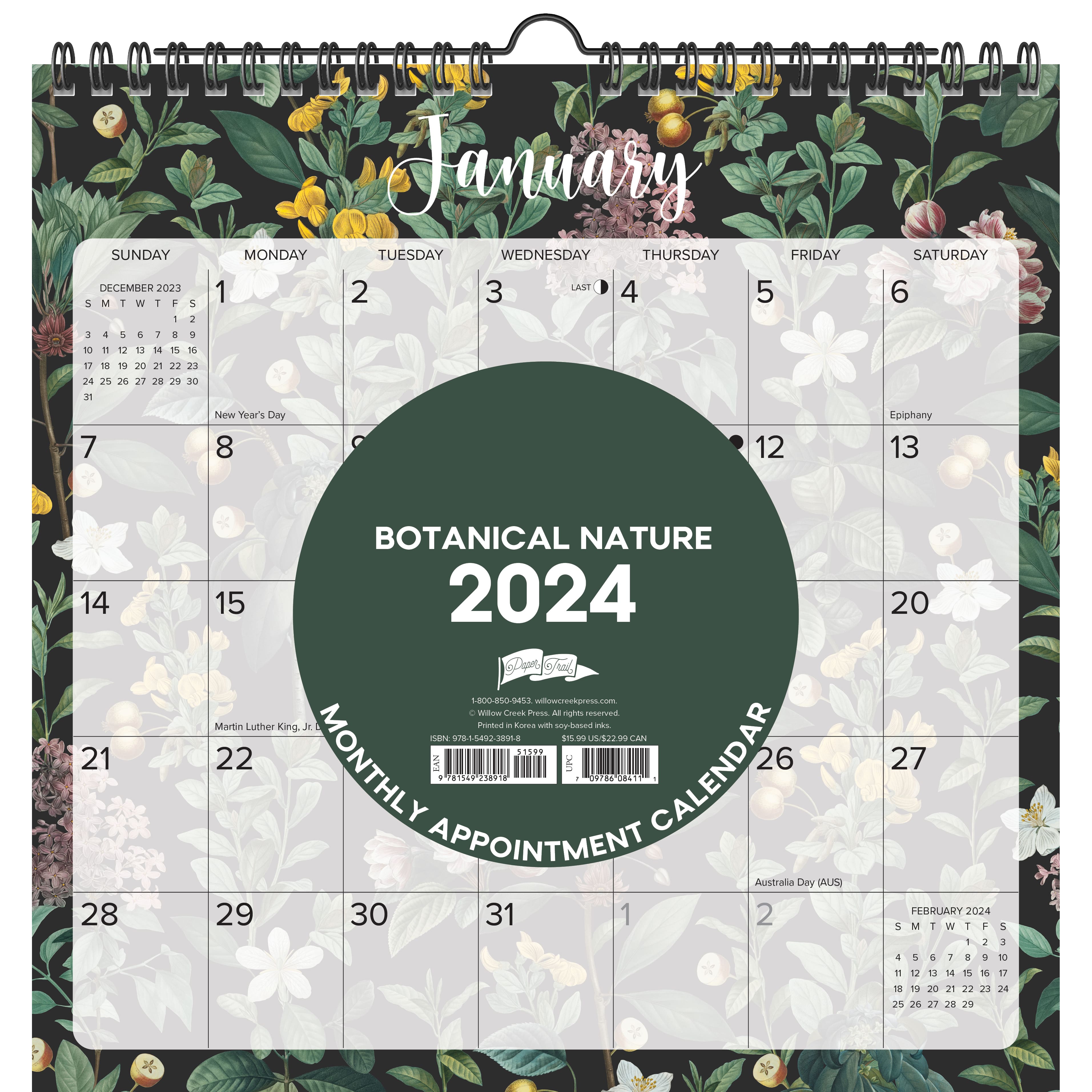  2024 Blank Color Pages Scrapbook Wall Calendar - 12 x