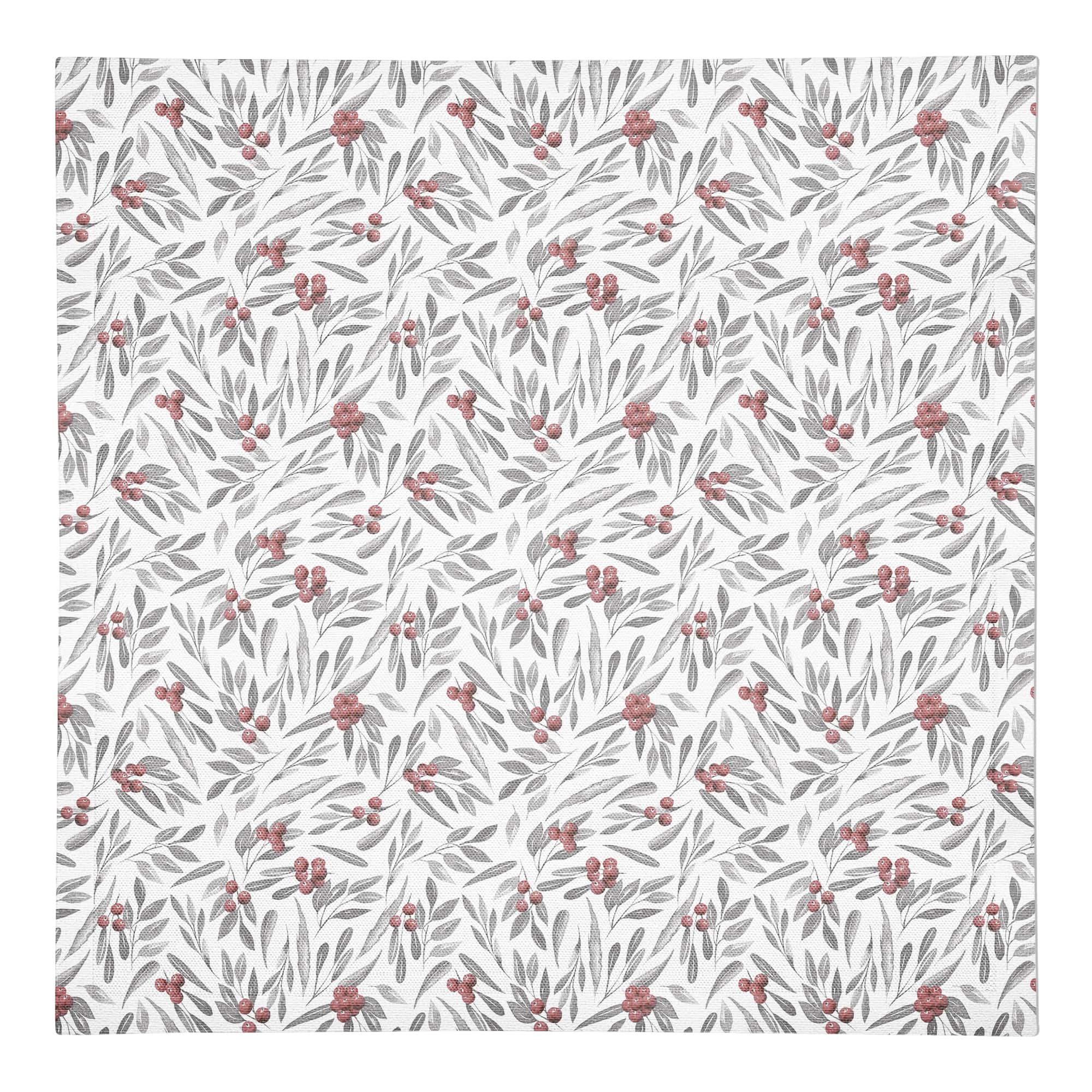 Holly And Leaves 10x10 Cotton Twill Napkin