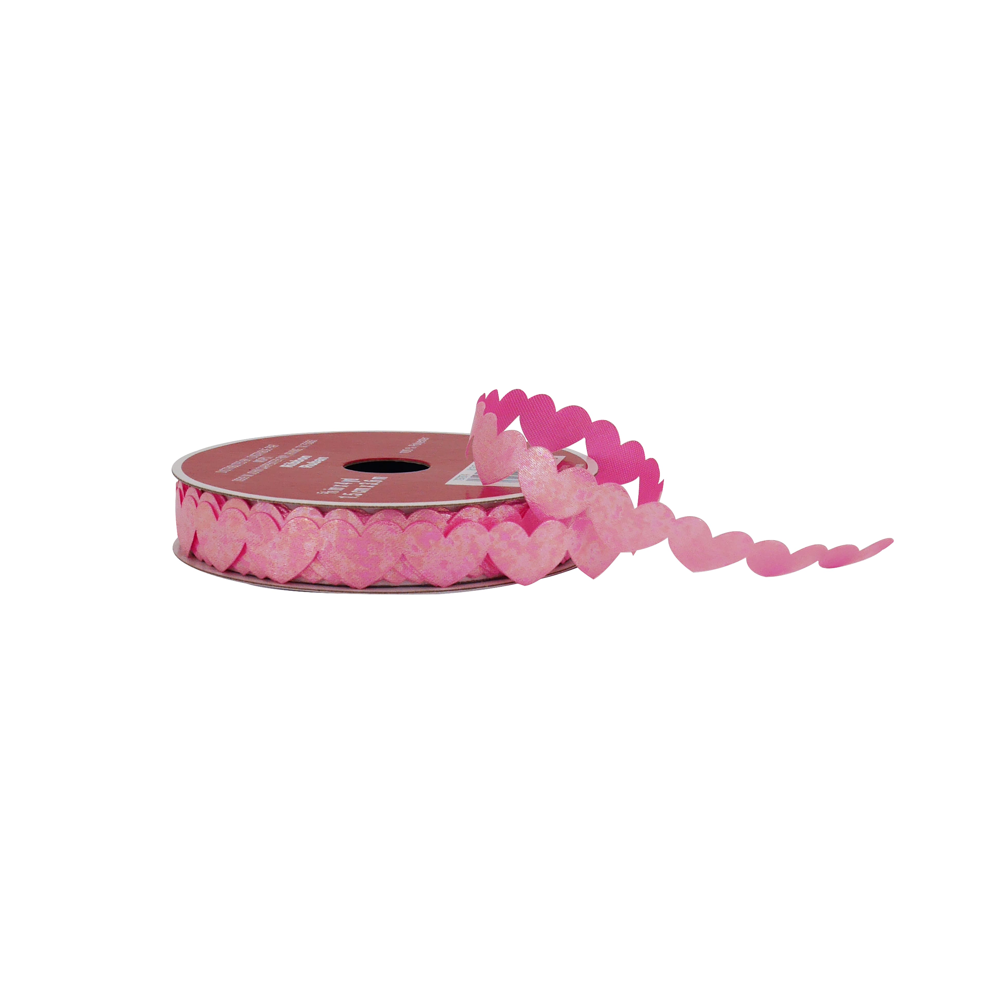 5/8" x 12ft. Pink Die Cut Hearts Satin Ribbon by Celebrate It®