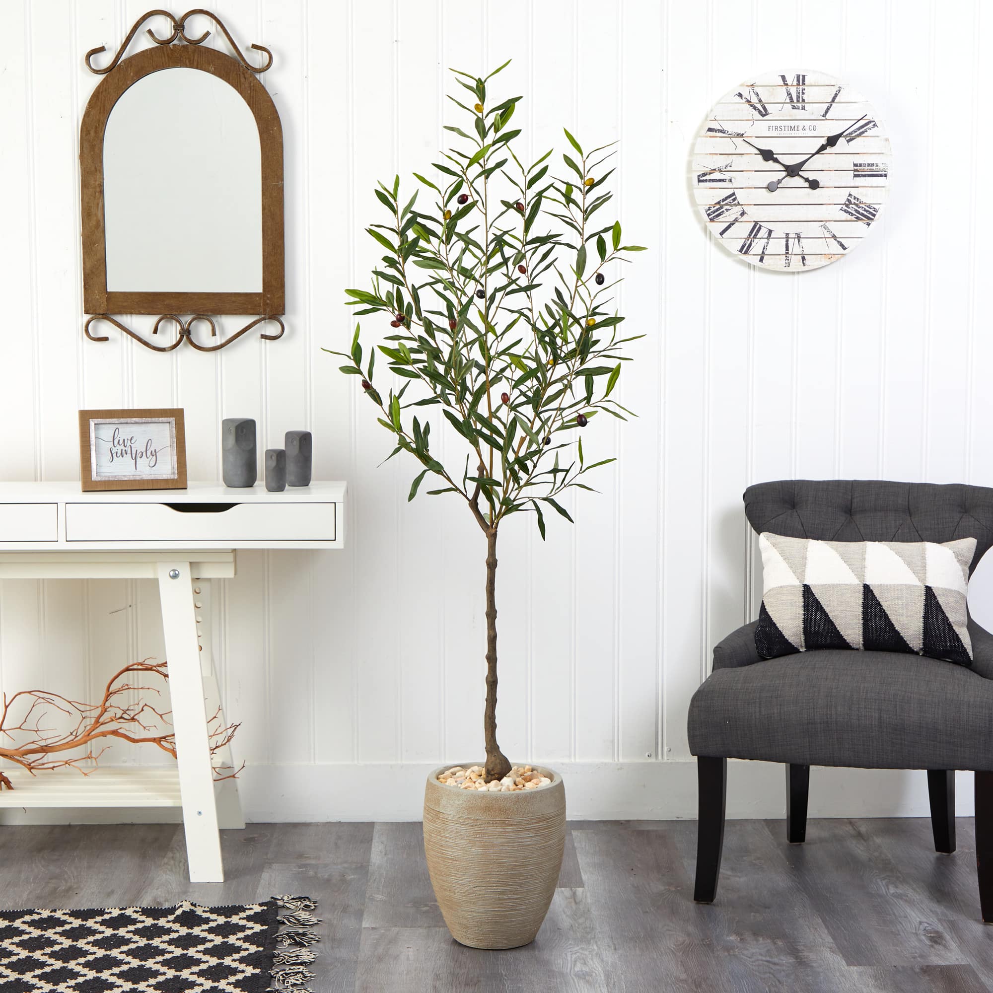 5.5ft. Olive Artificial Tree in Sand Colored Planter