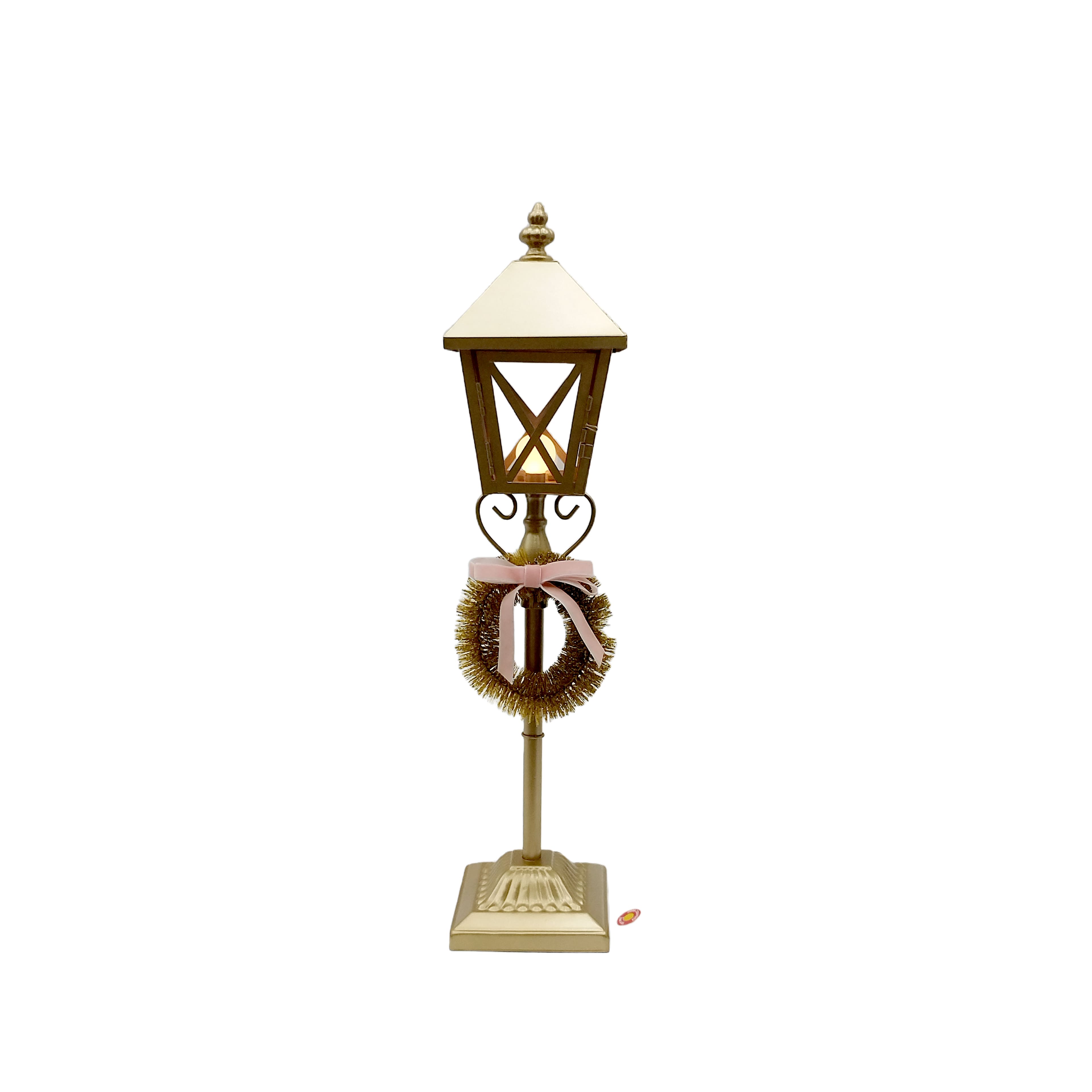 23.75&#x22; Gold Street Lamp with Wreath LED Tabletop D&#xE9;cor by Ashland&#xAE;