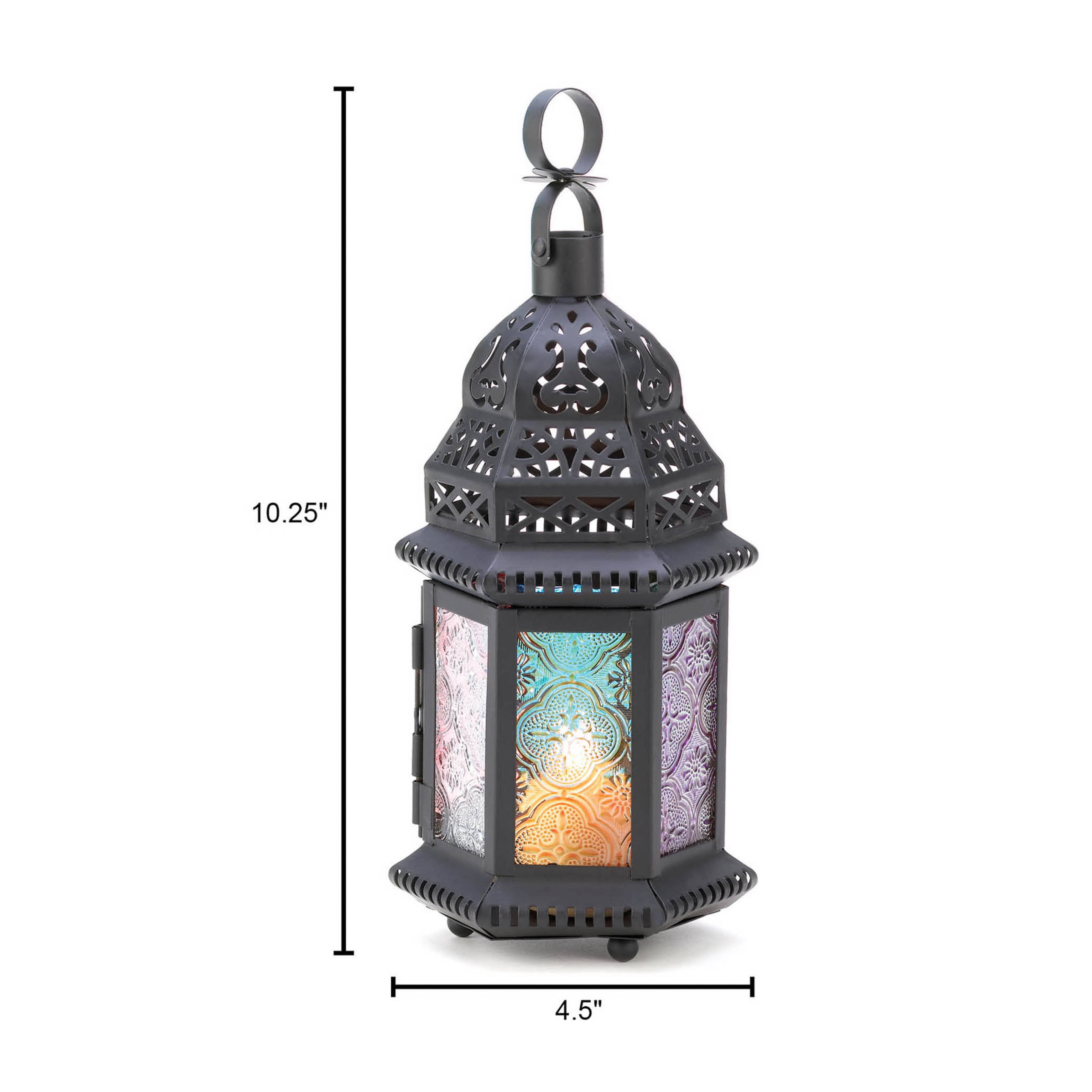 10.25&#x22; Rainbow Moroccan Style Hanging Candle Lantern