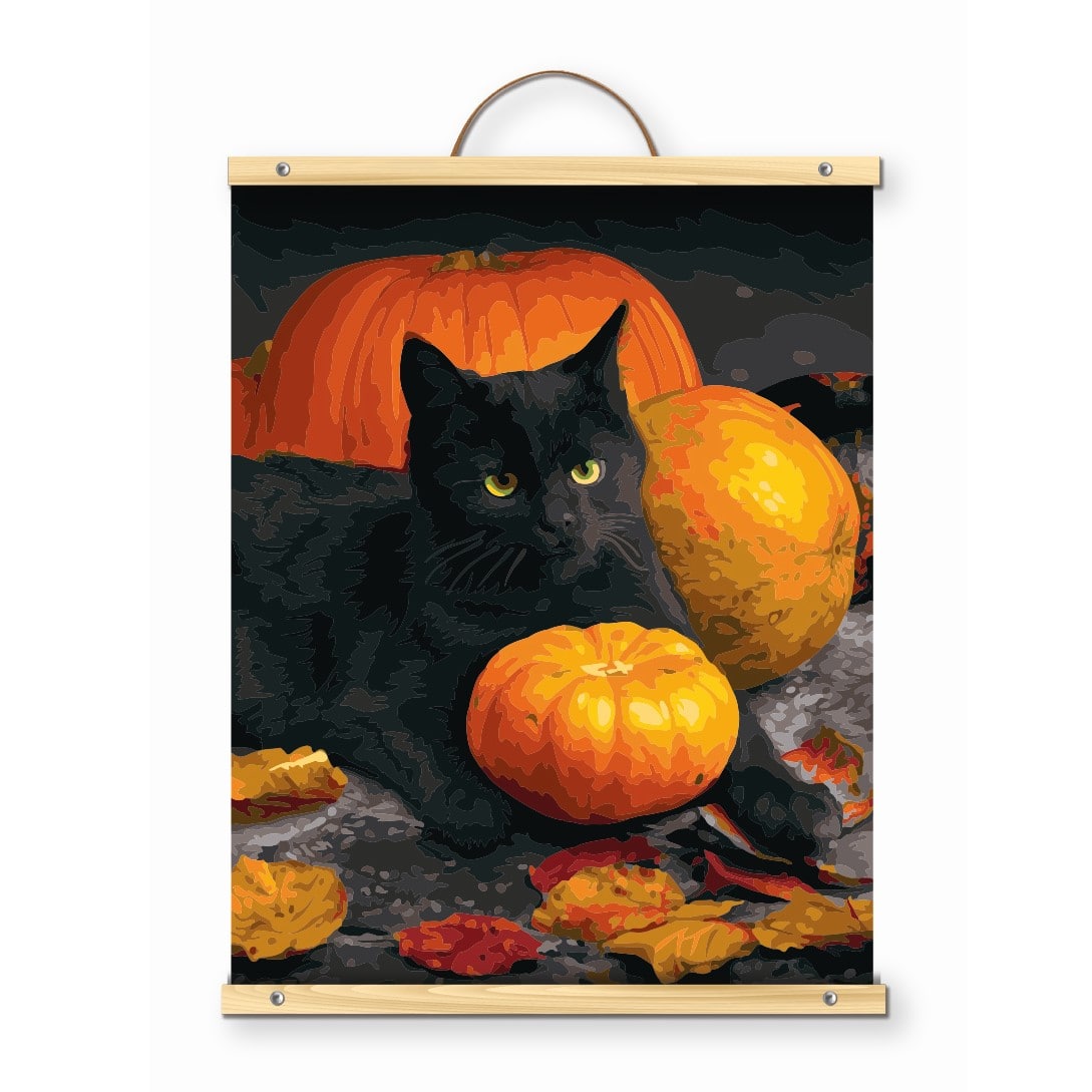 16&#x22; x 20&#x22; Cat with Pumpkin Paint-by-Number Kit with Wood Display Hanger by Artist&#x27;s Loft&#xAE;