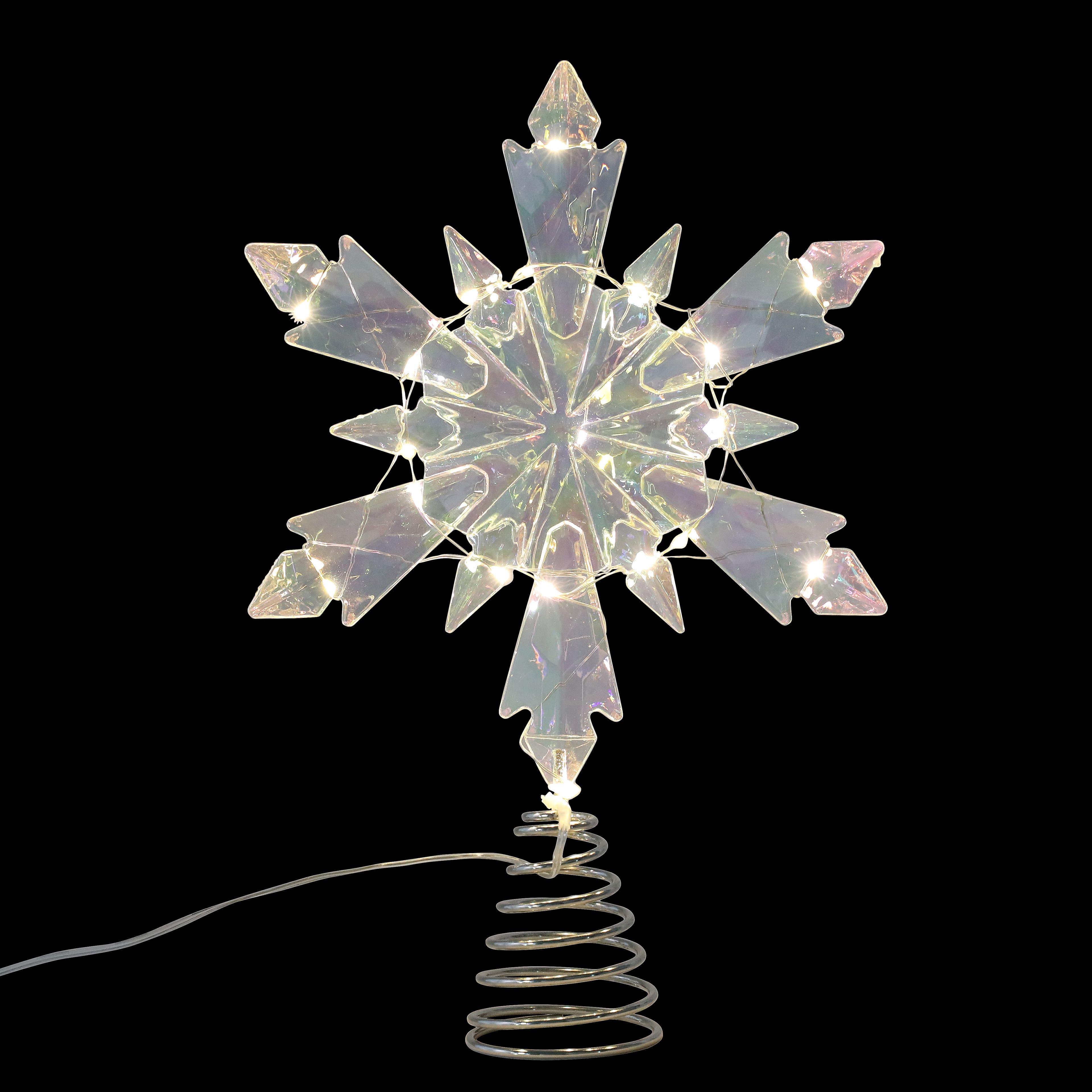 12&#x22; Iridescent Acrylic Snowflake Lighted Tree Topper by Ashland&#xAE;