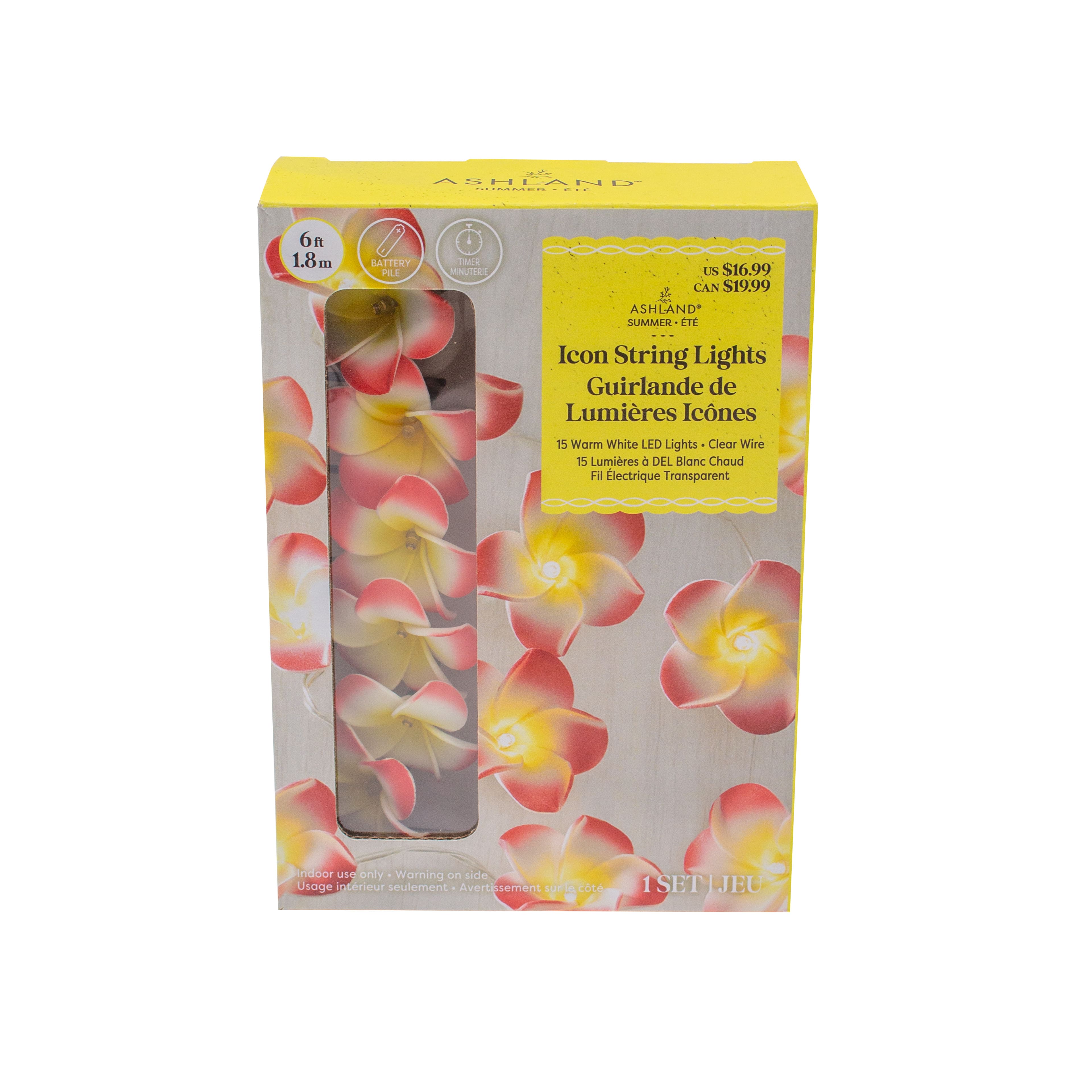 15ct. Pink Plumeria Icon LED String Lights by Ashland&#xAE;