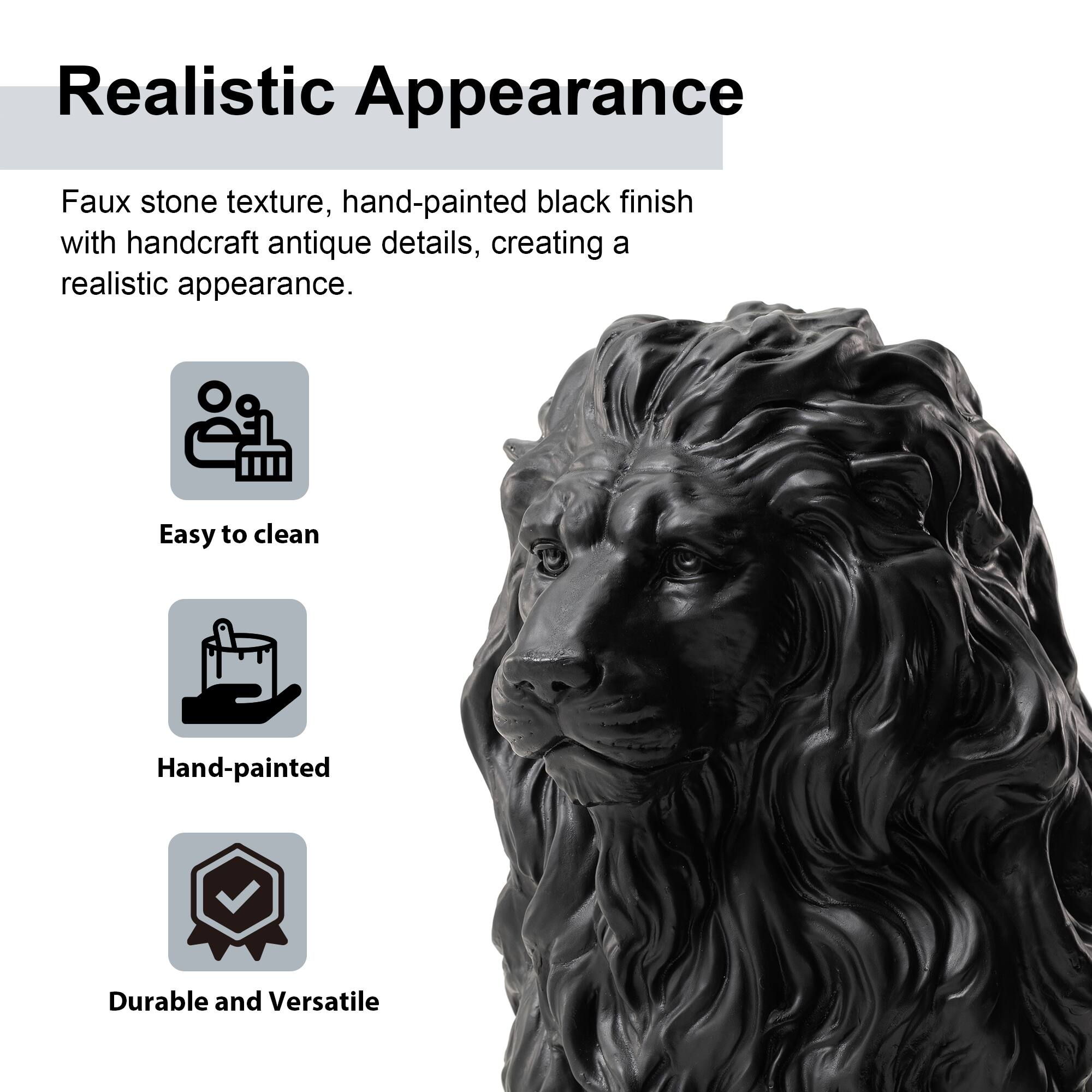 Glitzhome&#xAE; 21&#x22; Black Sitting Lion Garden Statue